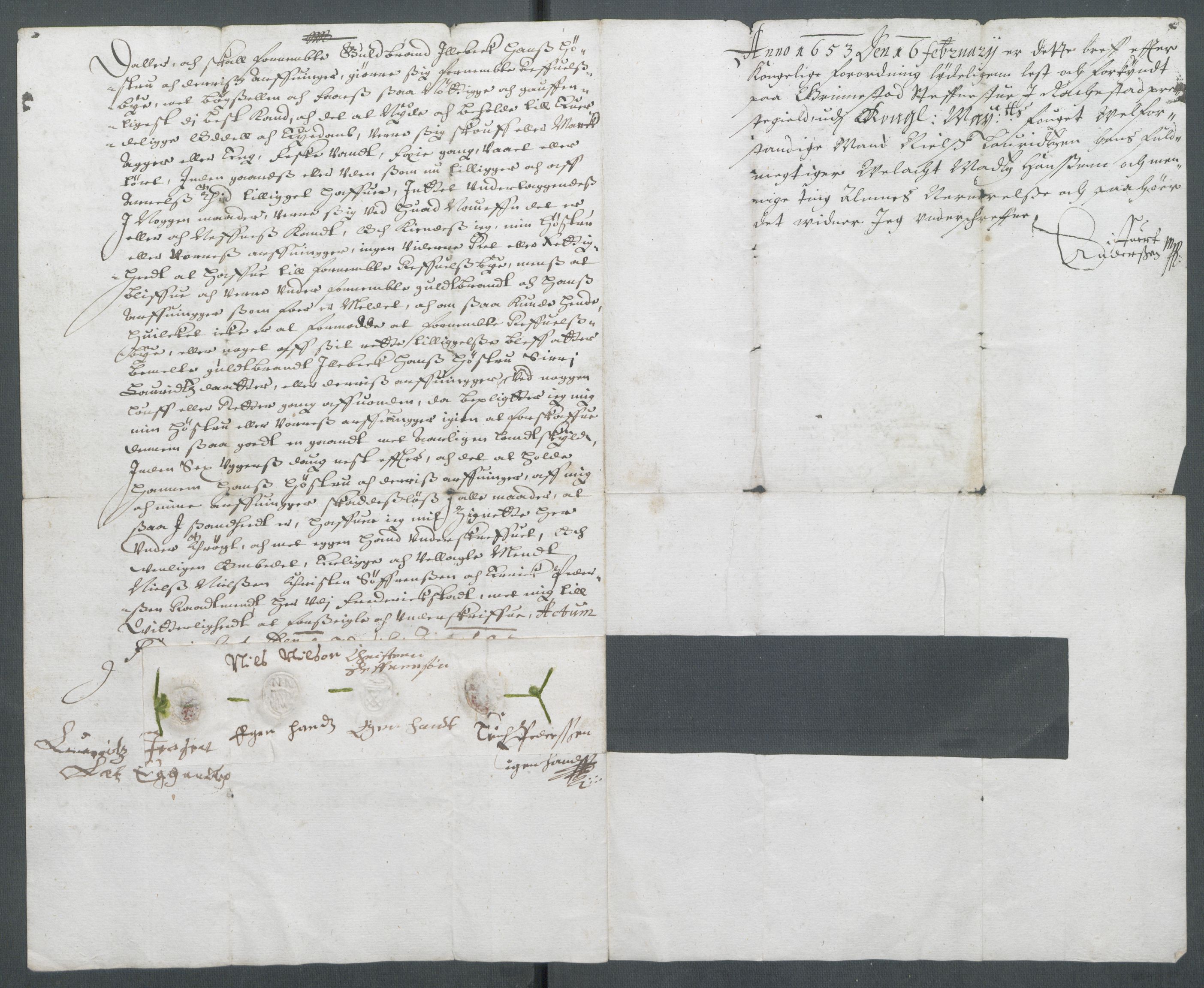 Riksarkivets diplomsamling, RA/EA-5965/F02/L0165: Dokumenter, 1652-1653, p. 107