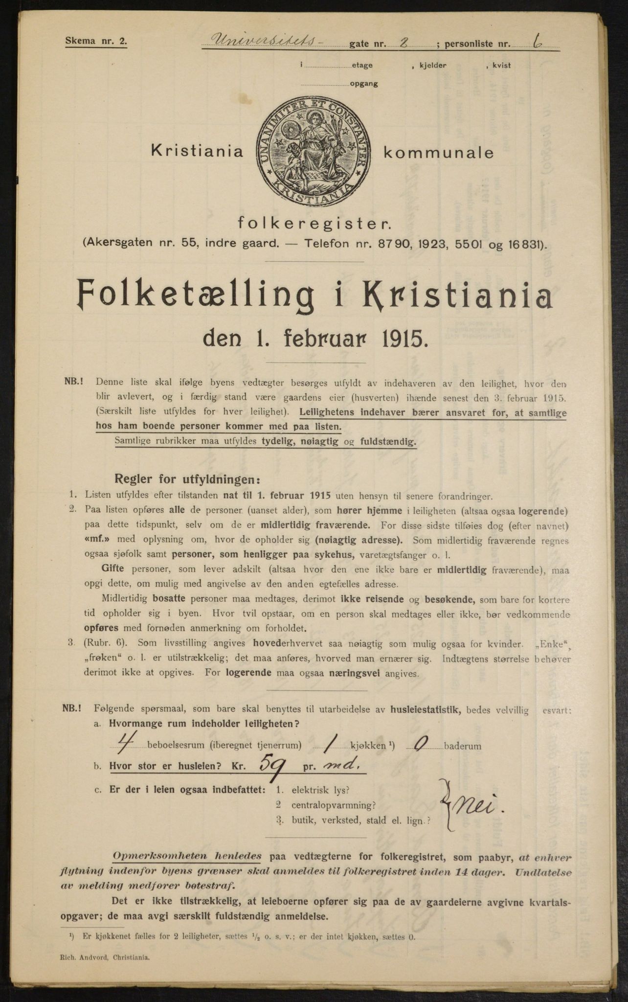 OBA, Municipal Census 1915 for Kristiania, 1915, p. 120612