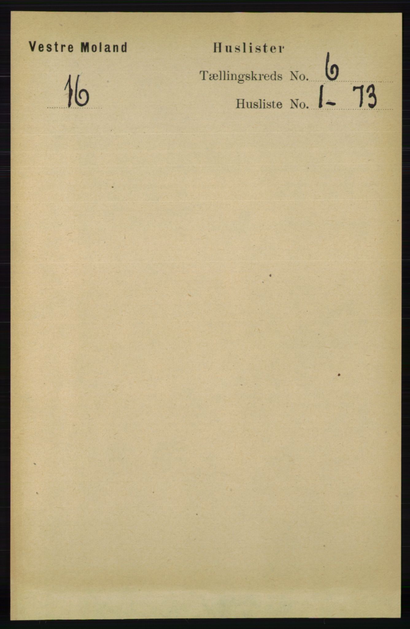 RA, 1891 census for 0926 Vestre Moland, 1891, p. 2269