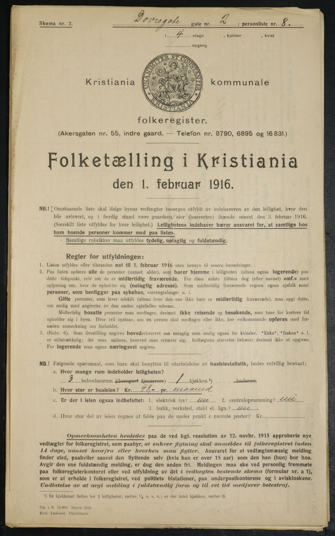 OBA, Municipal Census 1916 for Kristiania, 1916, p. 16113