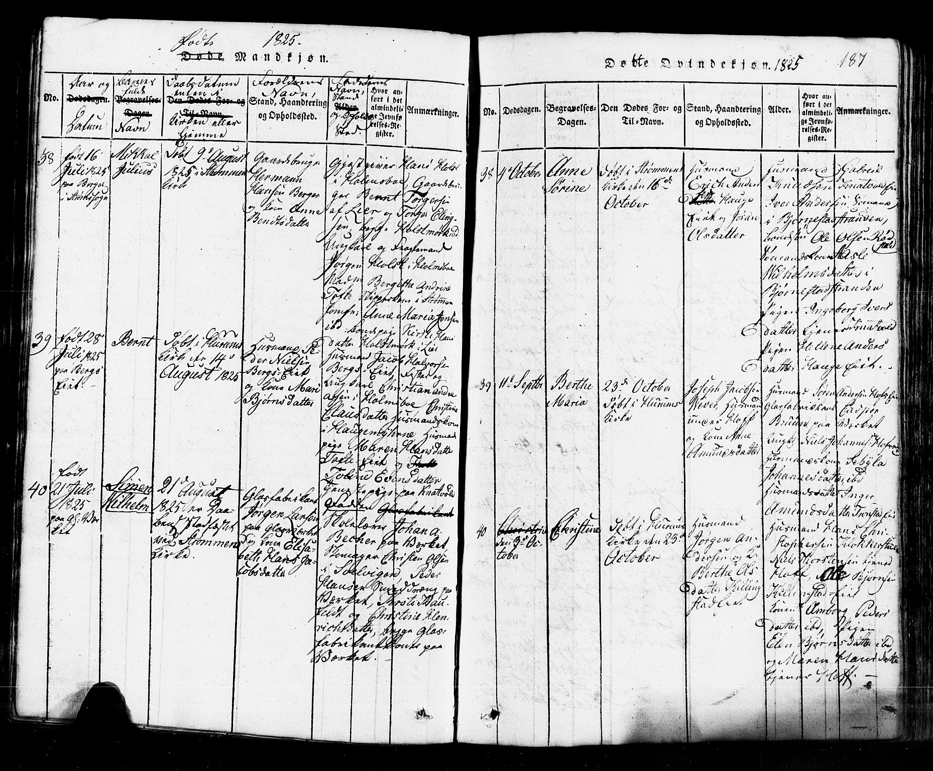 Hurum kirkebøker, AV/SAKO-A-229/G/Ga/L0001: Parish register (copy) no. I 1, 1816-1826, p. 187