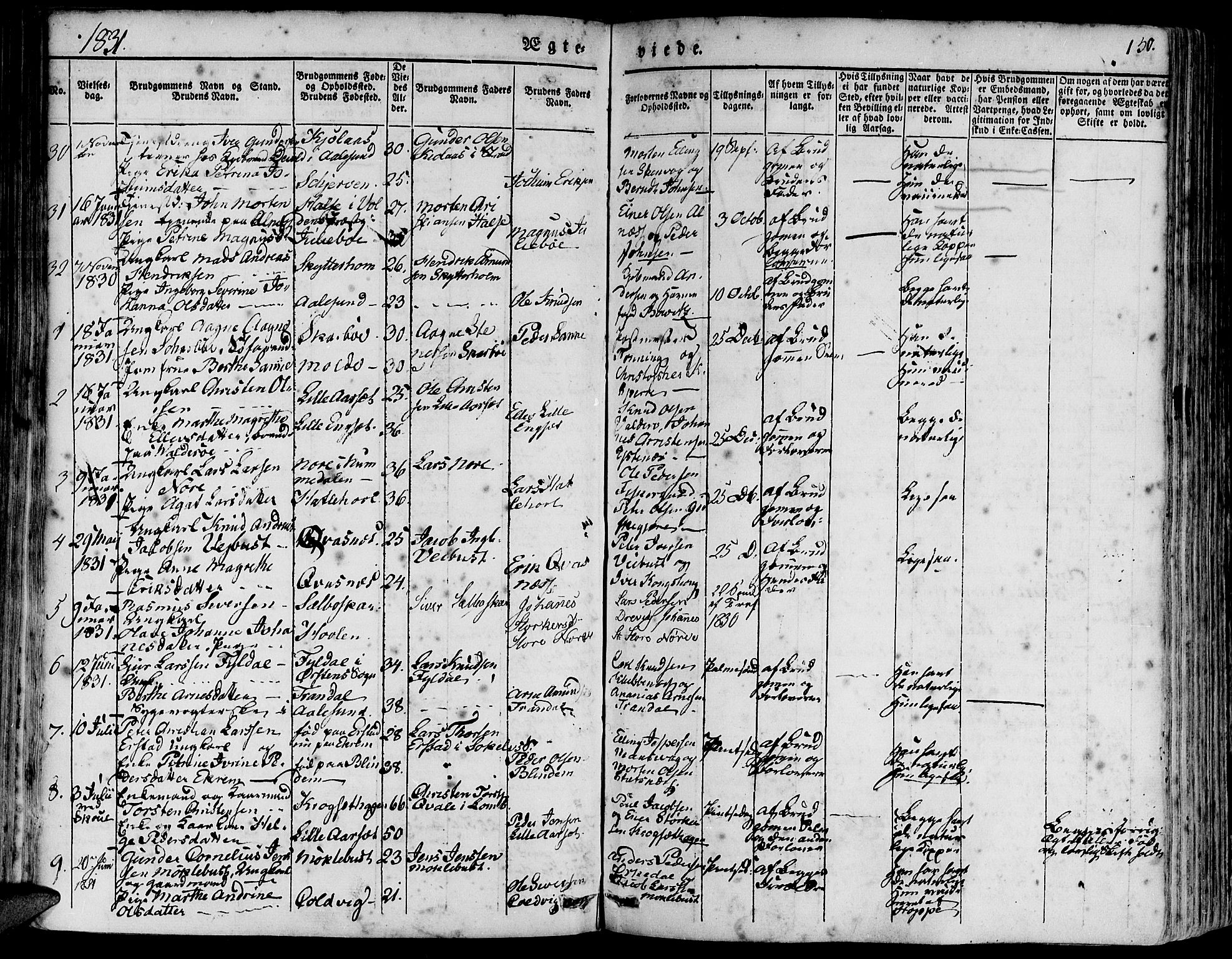 Ministerialprotokoller, klokkerbøker og fødselsregistre - Møre og Romsdal, AV/SAT-A-1454/528/L0395: Parish register (official) no. 528A06, 1828-1839, p. 150