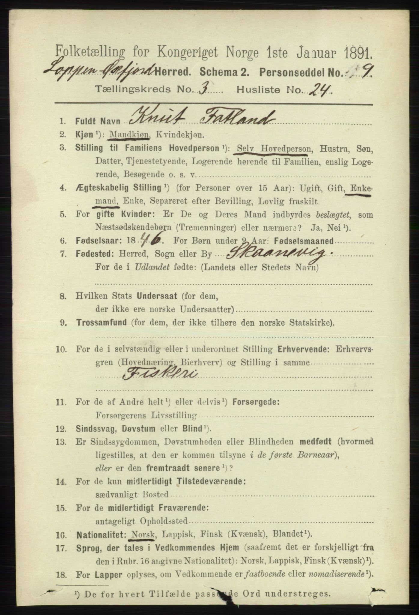 RA, 1891 census for 2014 Loppa, 1891, p. 814