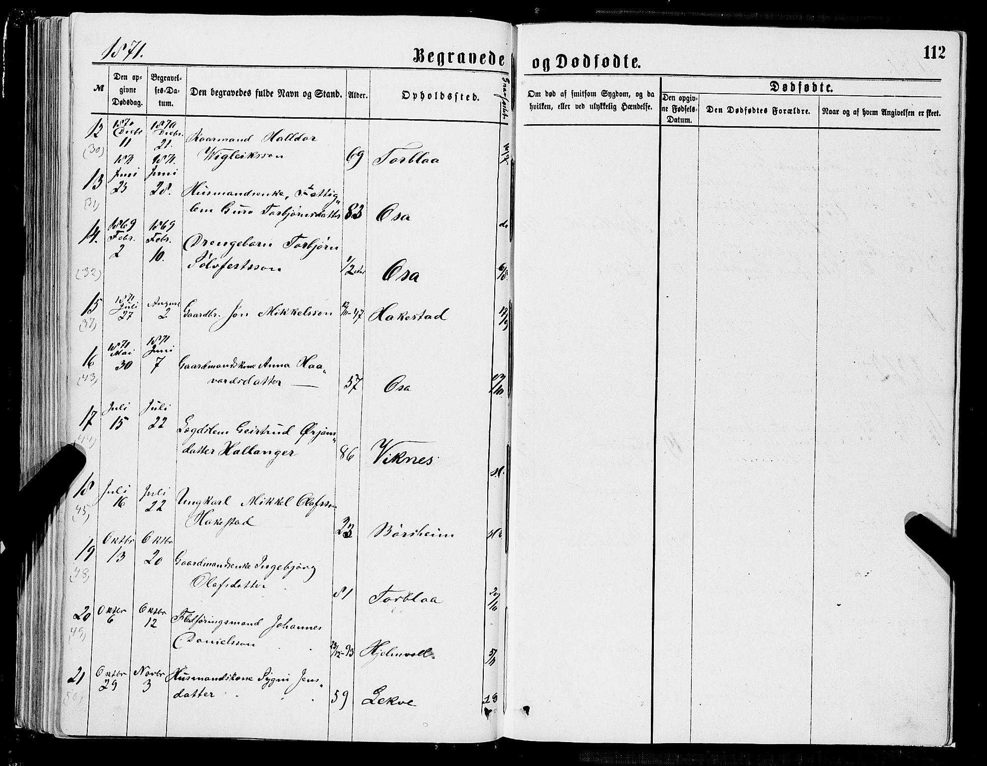 Ulvik sokneprestembete, SAB/A-78801/H/Hab: Parish register (copy) no. A 2, 1869-1882, p. 112