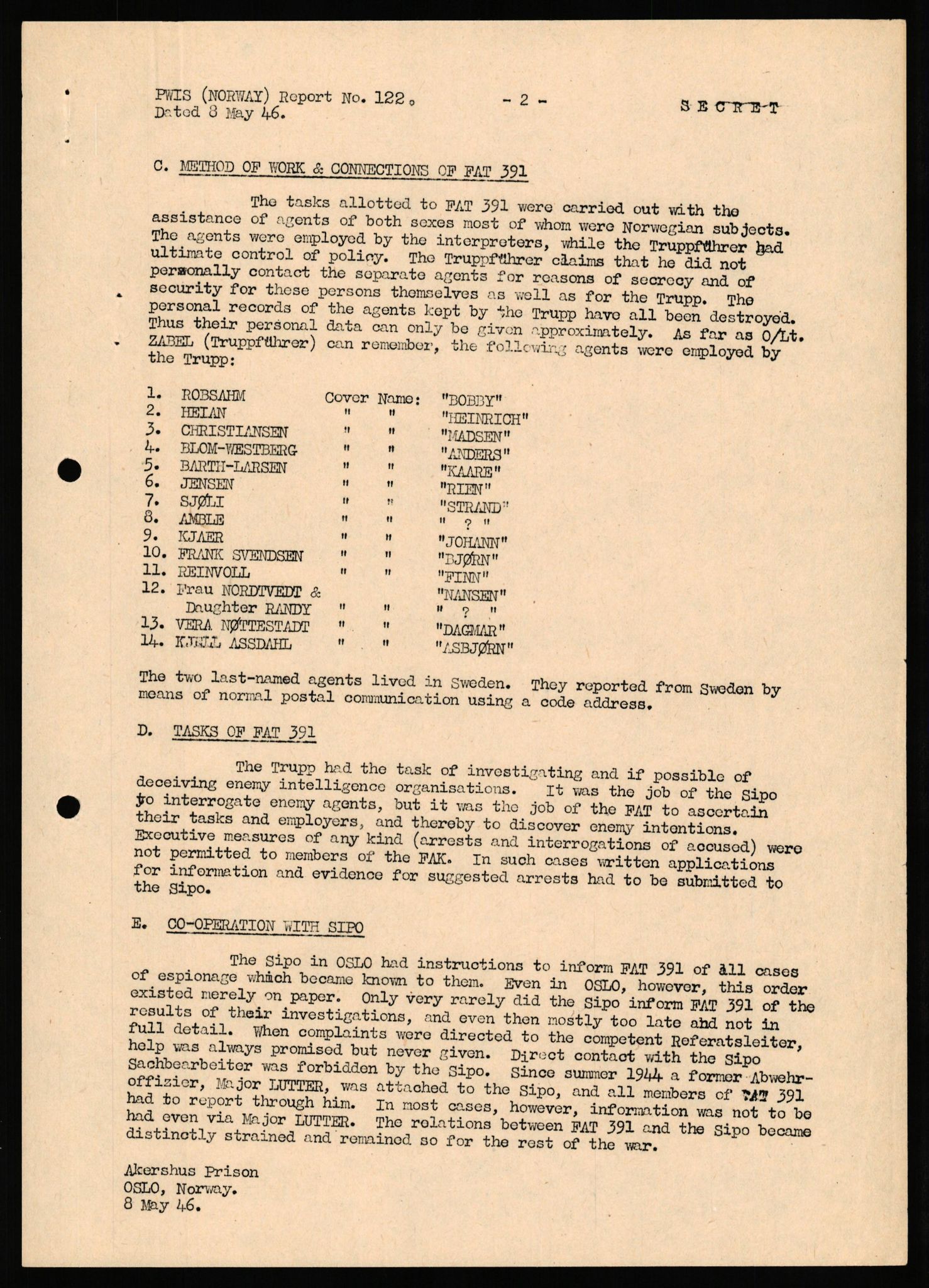 Forsvaret, Forsvarets overkommando II, AV/RA-RAFA-3915/D/Db/L0037: CI Questionaires. Tyske okkupasjonsstyrker i Norge. Tyskere., 1945-1946, p. 30