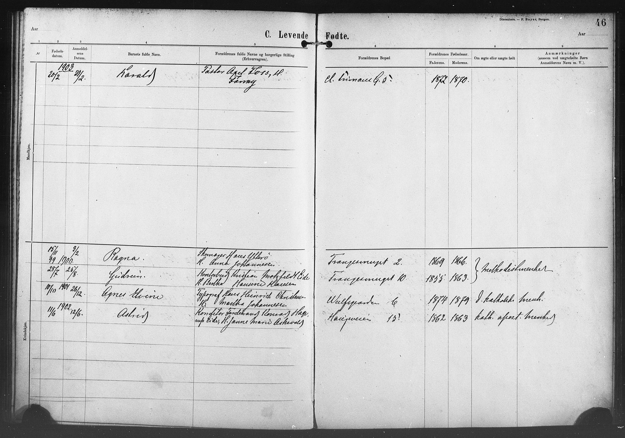 Nykirken Sokneprestembete, SAB/A-77101/H/Haa/L0054: Parish register (official) no. H 3, 1897-1943, p. 46