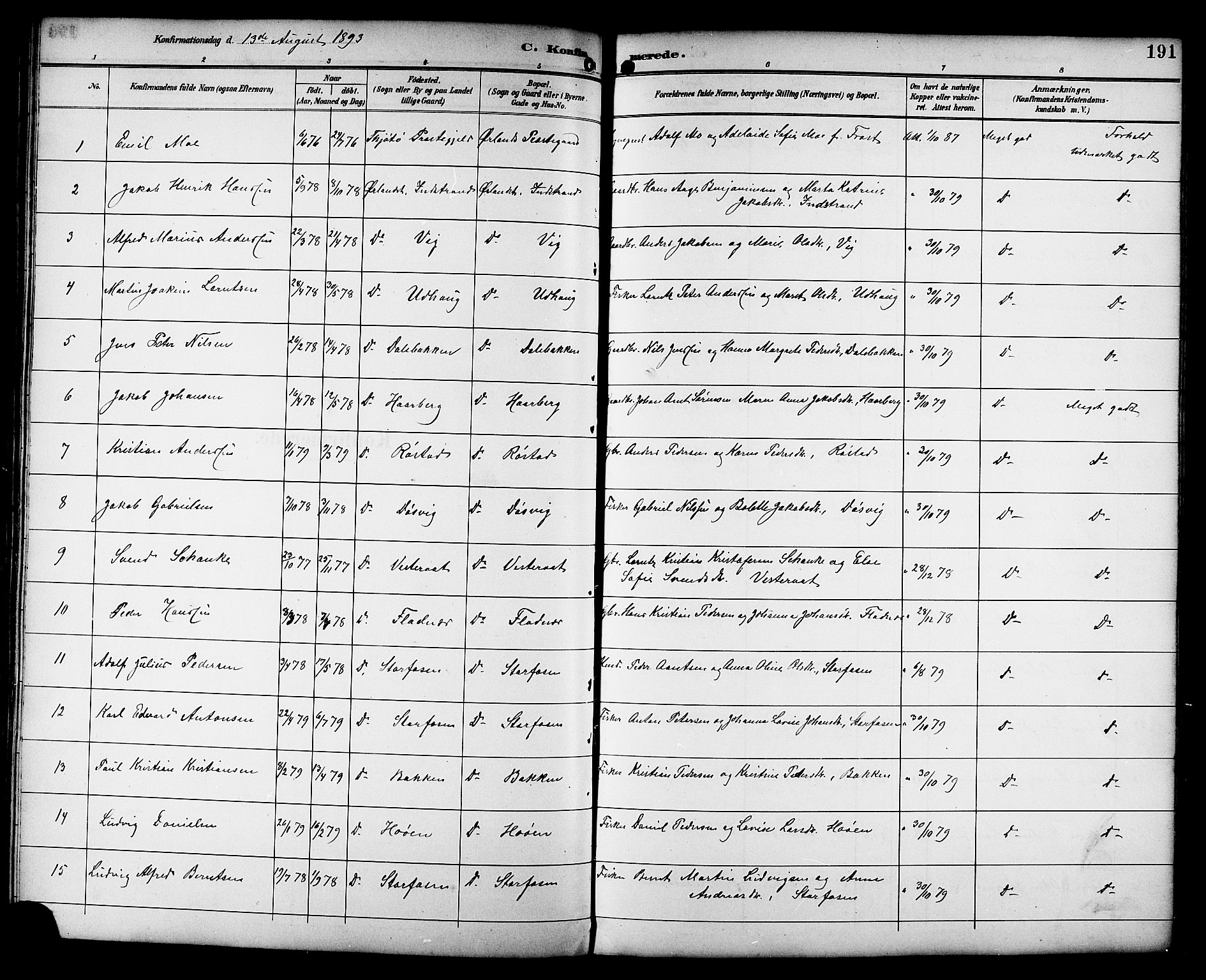 Ministerialprotokoller, klokkerbøker og fødselsregistre - Sør-Trøndelag, SAT/A-1456/659/L0746: Parish register (copy) no. 659C03, 1893-1912, p. 191