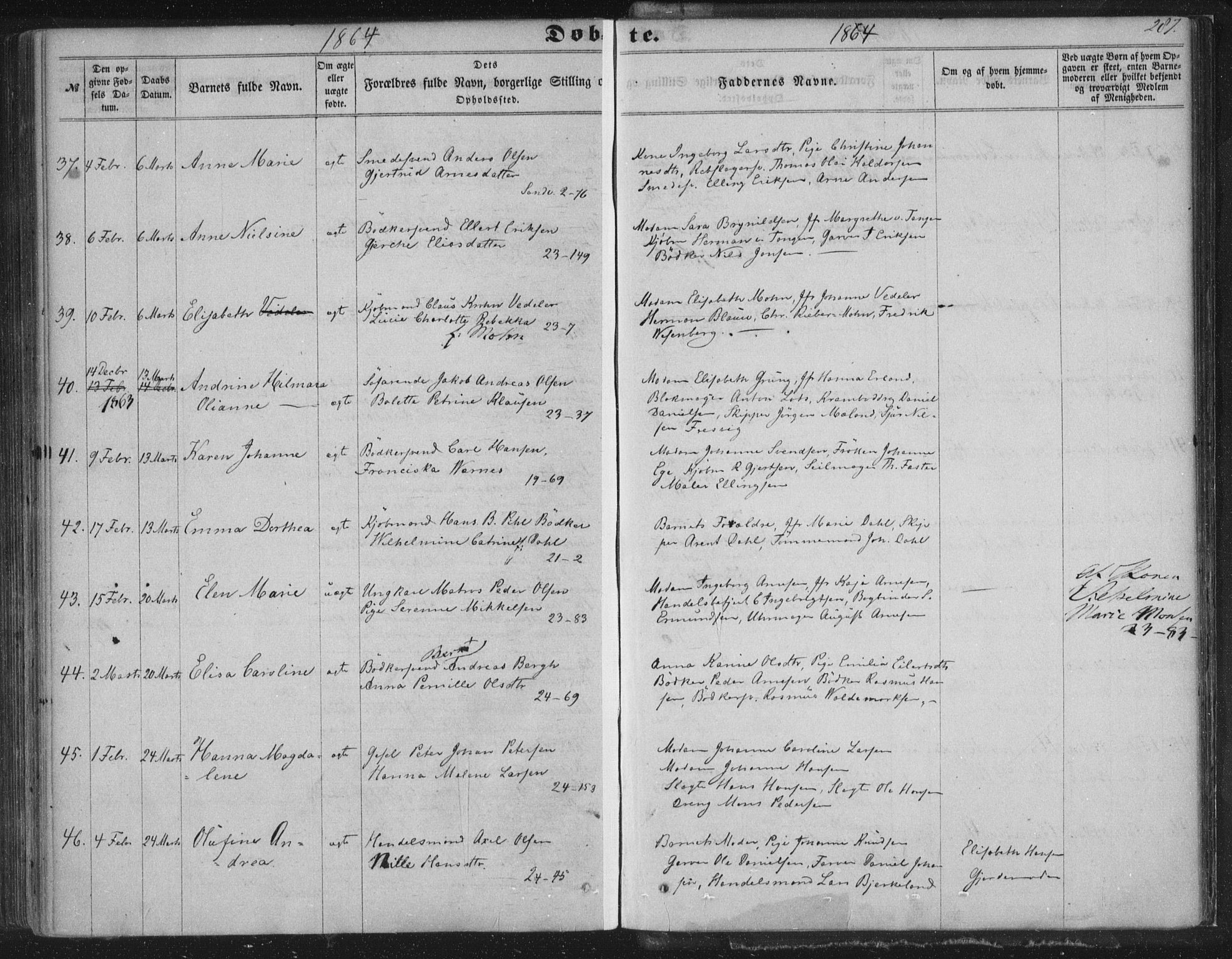 Korskirken sokneprestembete, AV/SAB-A-76101/H/Haa/L0018: Parish register (official) no. B 4, 1857-1866, p. 287