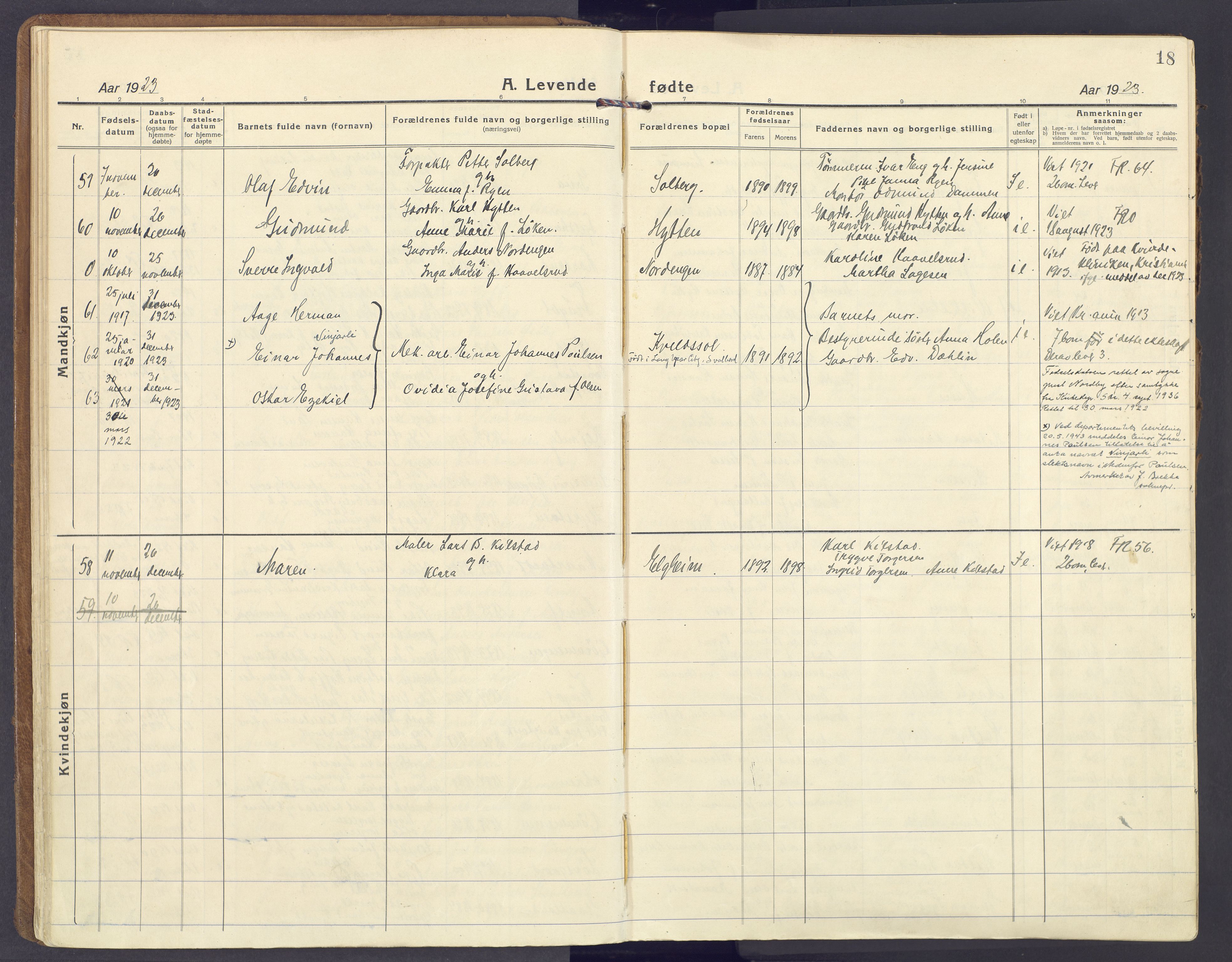 Lunner prestekontor, SAH/PREST-118/H/Ha/Haa/L0002: Parish register (official) no. 2, 1922-1931, p. 18