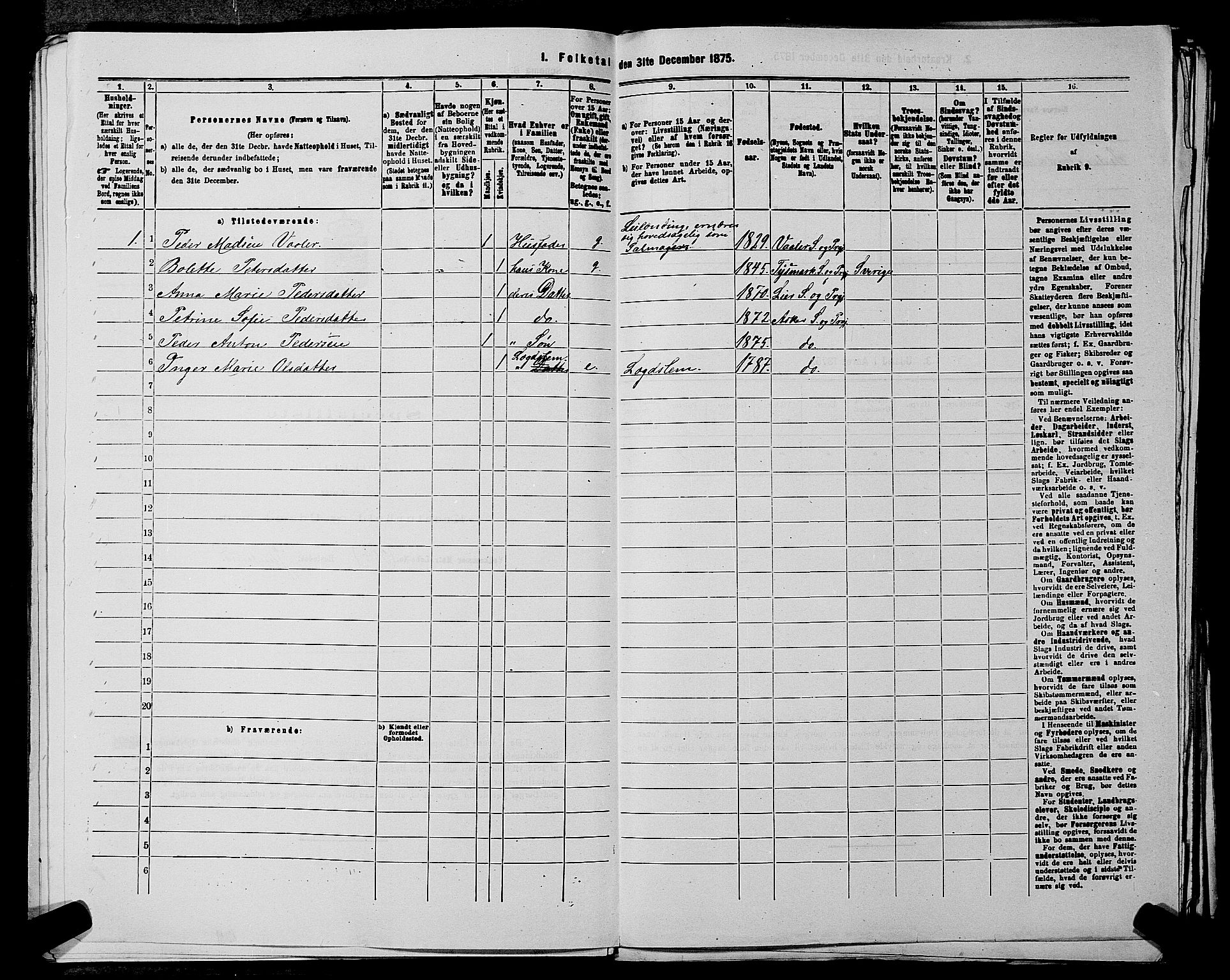 RA, 1875 census for 0220P Asker, 1875, p. 261
