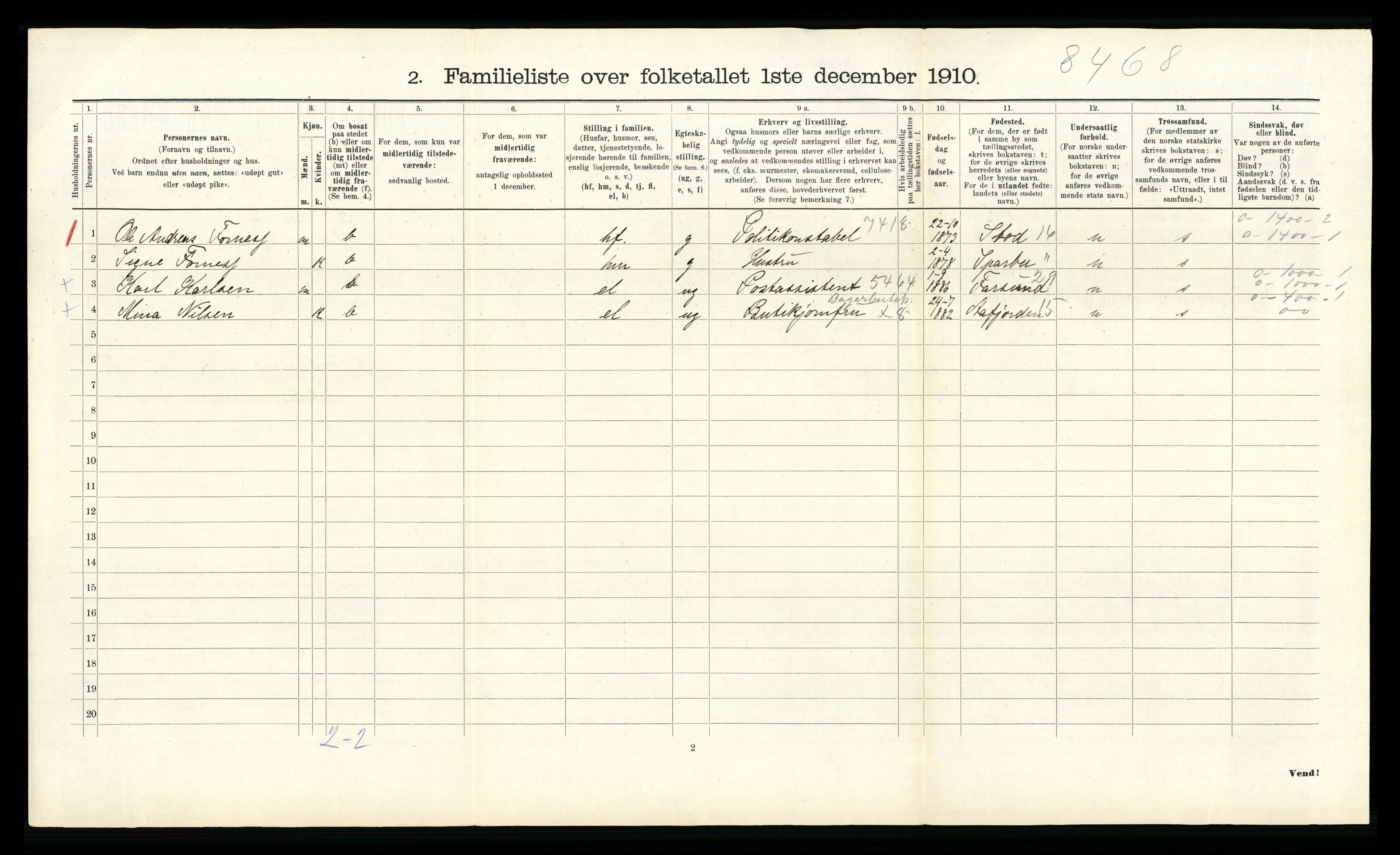 RA, 1910 census for Trondheim, 1910, p. 10114