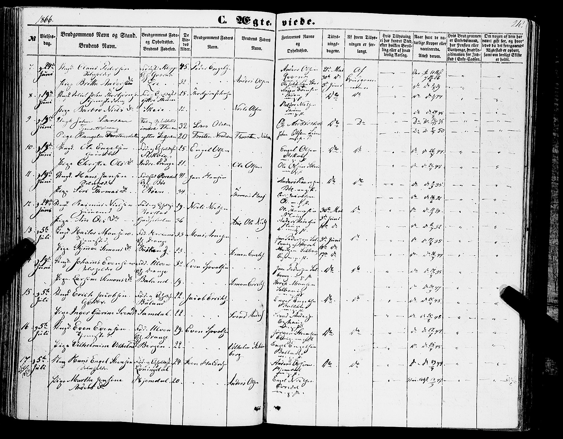 Os sokneprestembete, AV/SAB-A-99929: Parish register (official) no. A 17, 1860-1873, p. 218