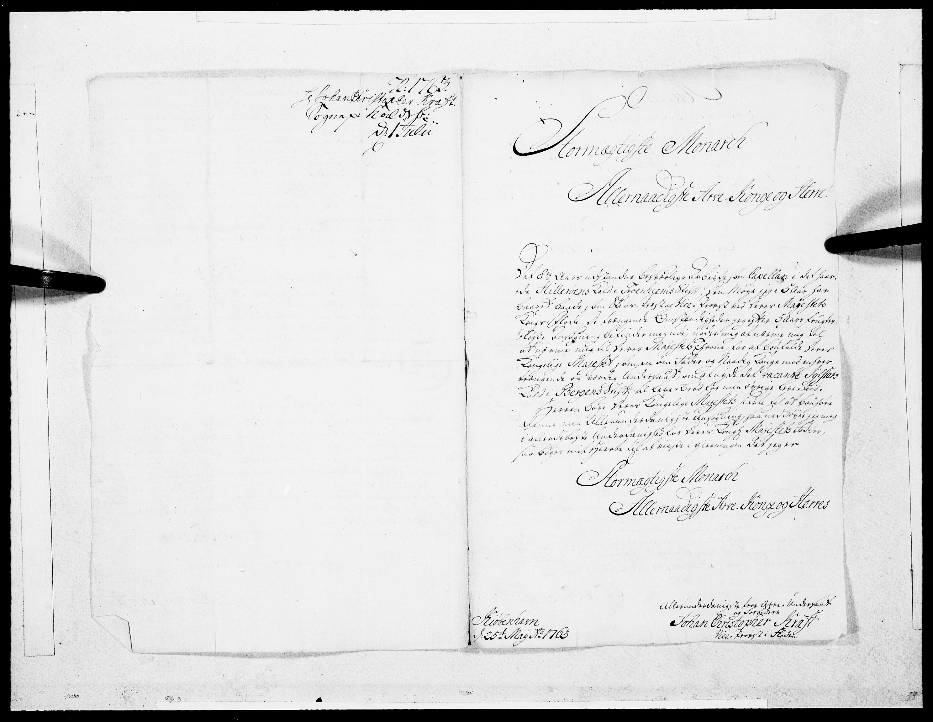 Danske Kanselli 1572-1799, AV/RA-EA-3023/F/Fc/Fcc/Fcca/L0186: Norske innlegg 1572-1799, 1763, p. 2