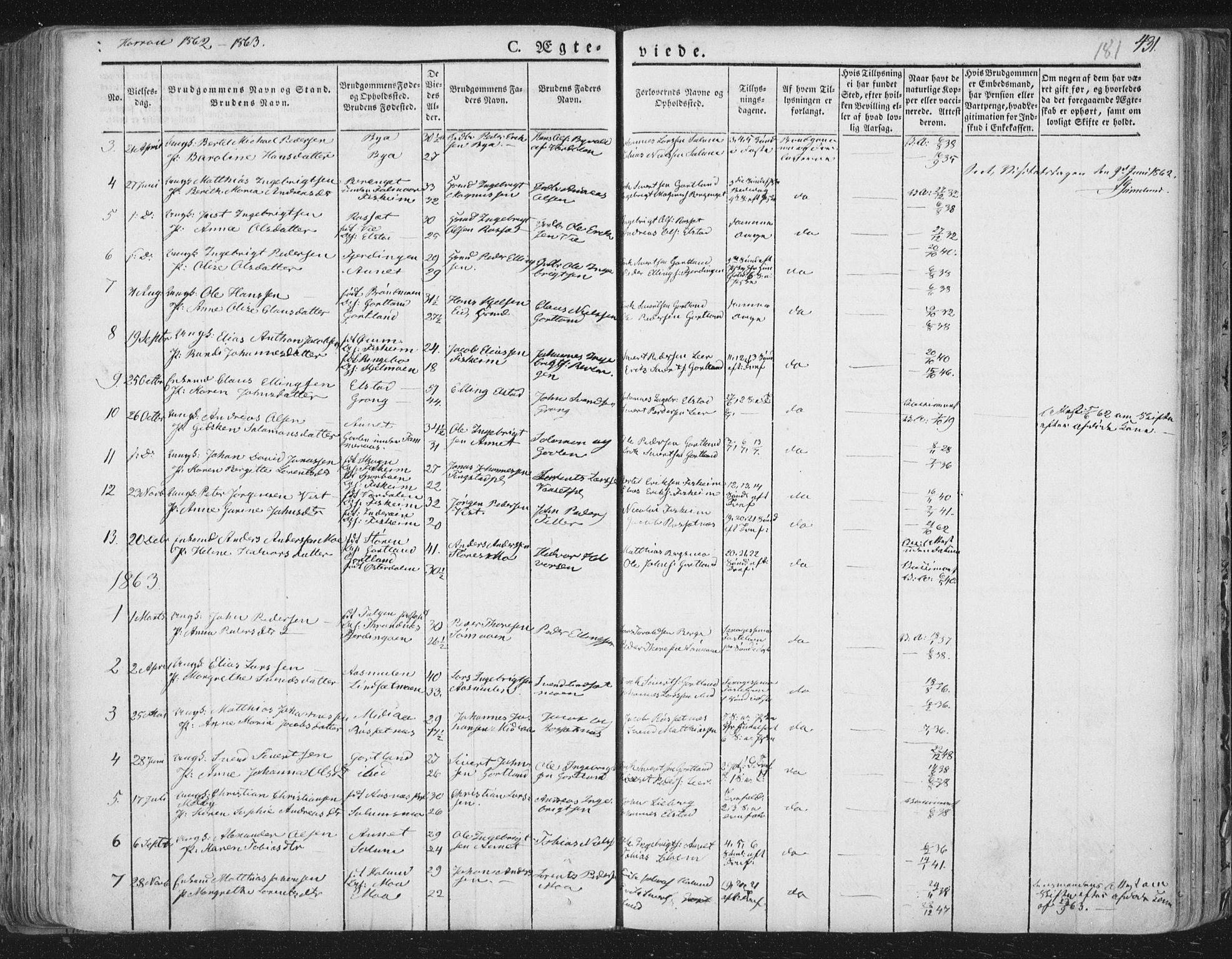 Ministerialprotokoller, klokkerbøker og fødselsregistre - Nord-Trøndelag, SAT/A-1458/758/L0513: Parish register (official) no. 758A02 /3, 1839-1868, p. 181