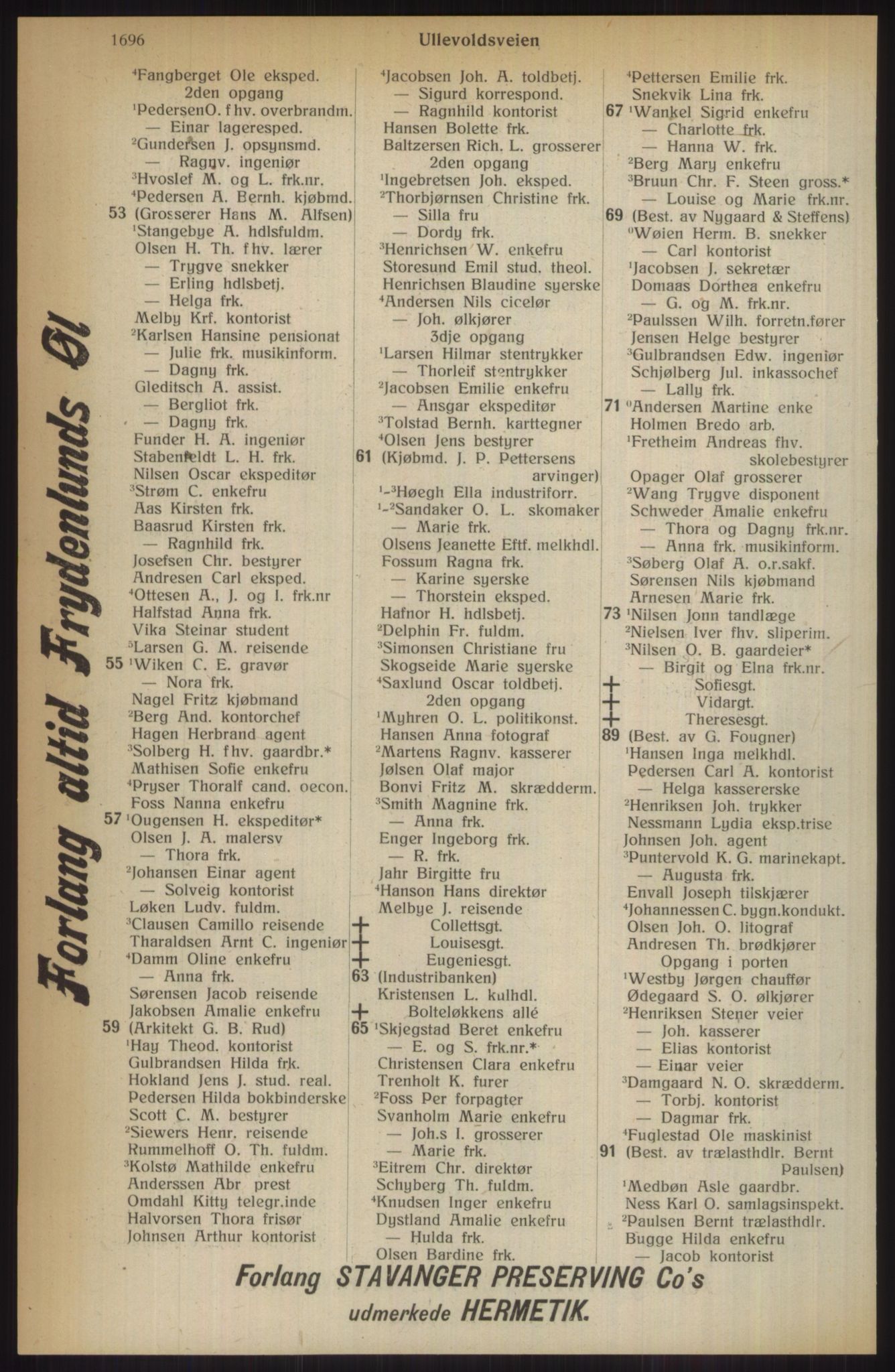 Kristiania/Oslo adressebok, PUBL/-, 1914, p. 1696