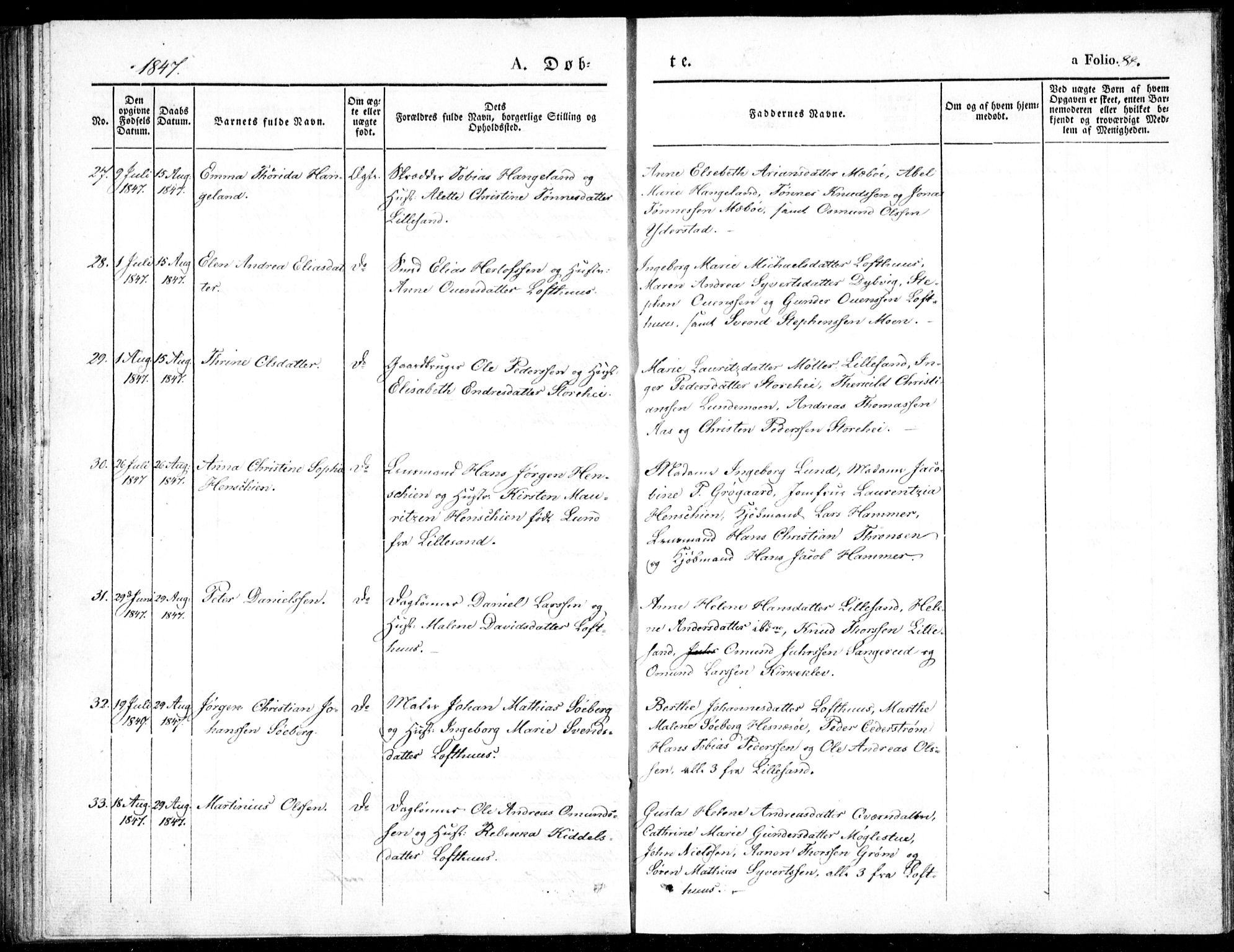 Vestre Moland sokneprestkontor, AV/SAK-1111-0046/F/Fb/Fbb/L0002: Parish register (copy) no. B 2, 1836-1851, p. 88