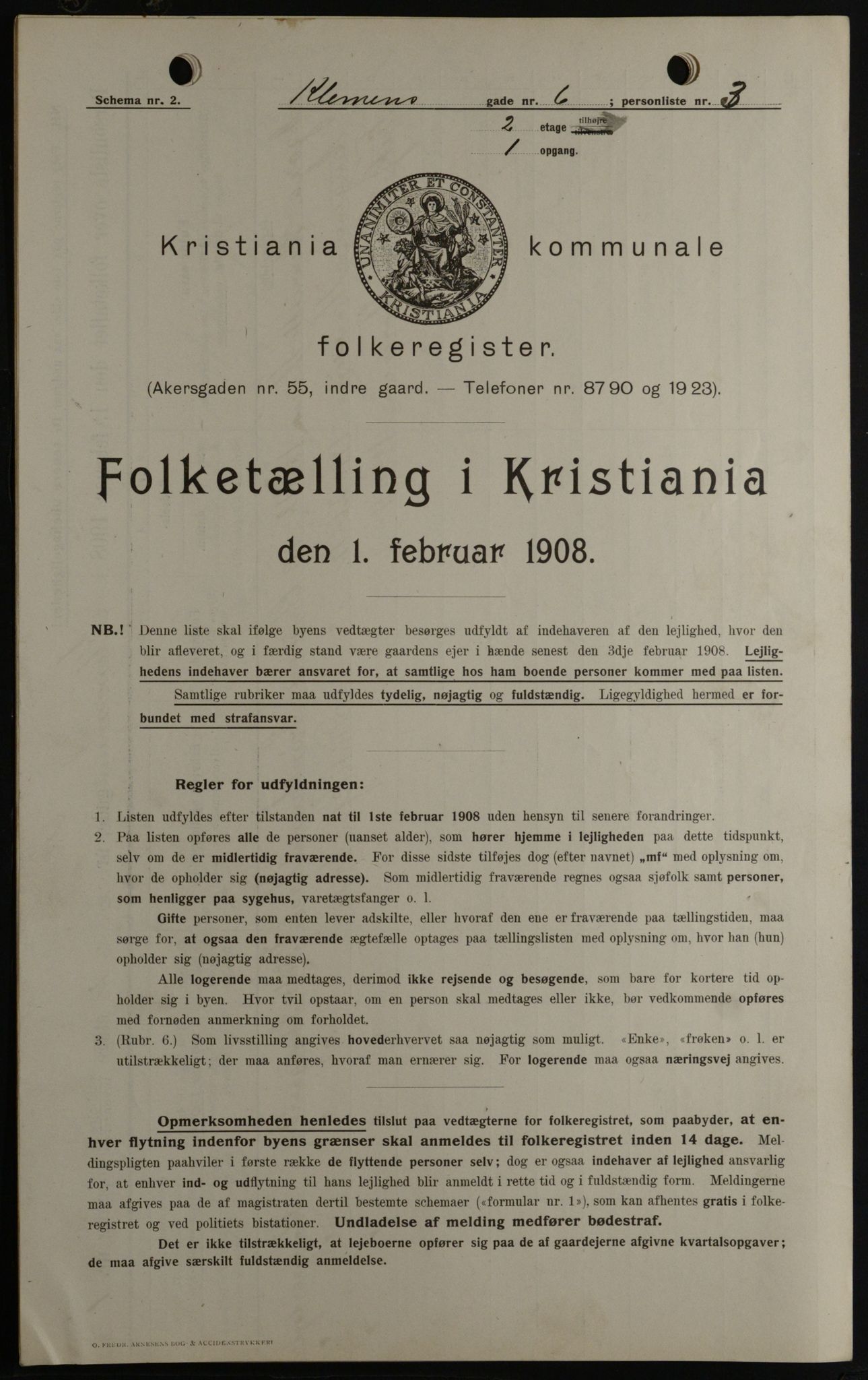 OBA, Municipal Census 1908 for Kristiania, 1908, p. 12051