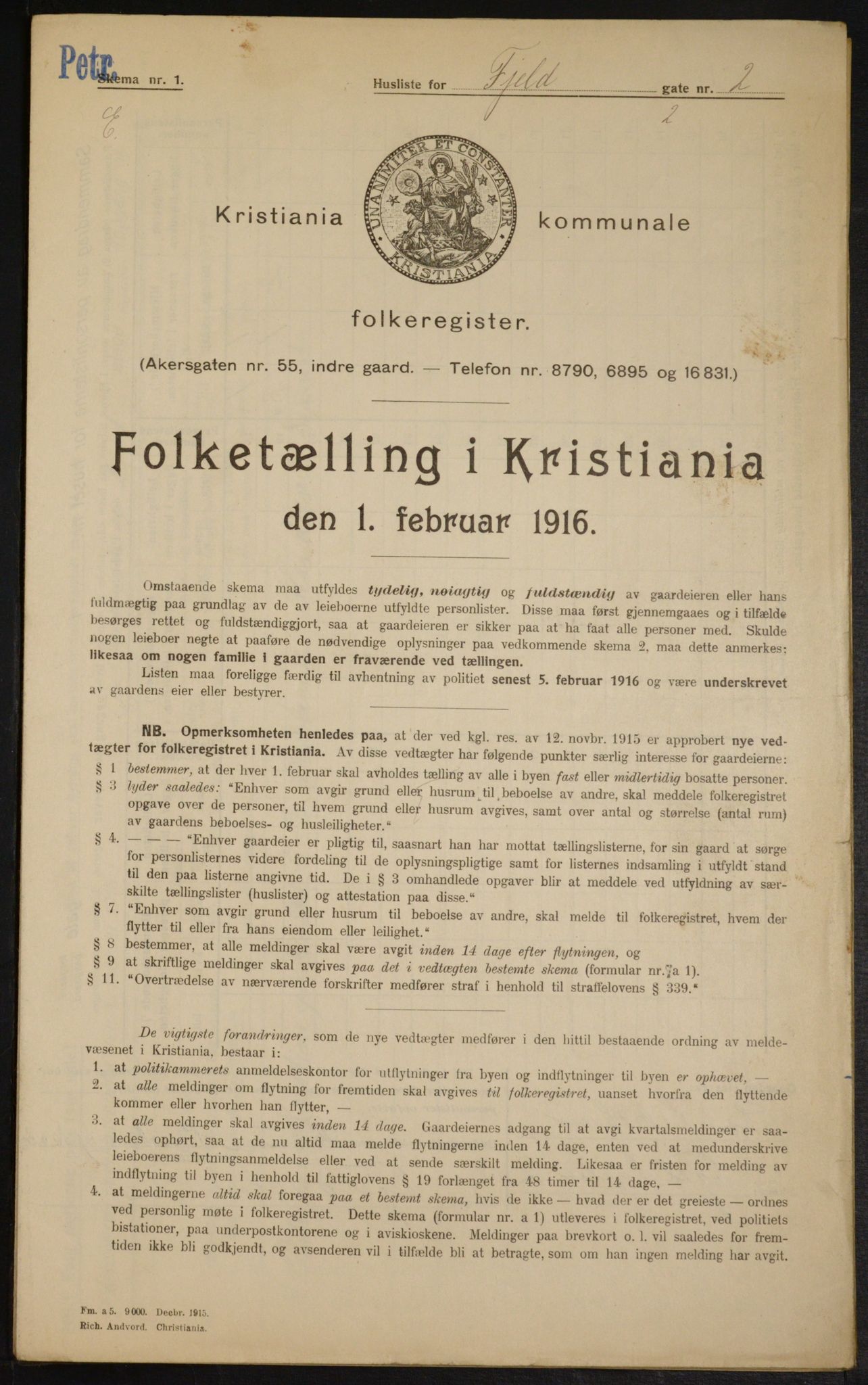 OBA, Municipal Census 1916 for Kristiania, 1916, p. 24682