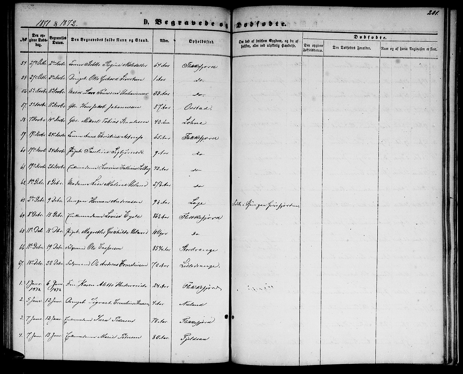 Flekkefjord sokneprestkontor, SAK/1111-0012/F/Fb/Fbc/L0006: Parish register (copy) no. B 6, 1866-1879, p. 201
