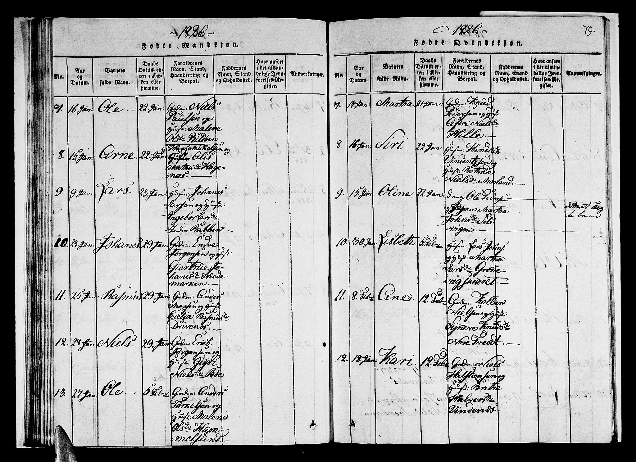 Sund sokneprestembete, AV/SAB-A-99930: Parish register (copy) no. A 1, 1816-1827, p. 79