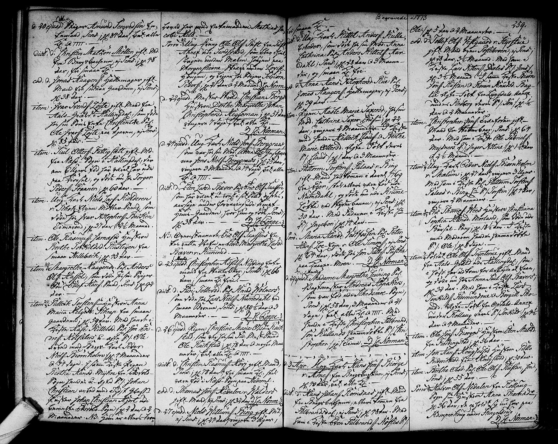 Kongsberg kirkebøker, AV/SAKO-A-22/F/Fa/L0005: Parish register (official) no. I 5, 1769-1782, p. 259