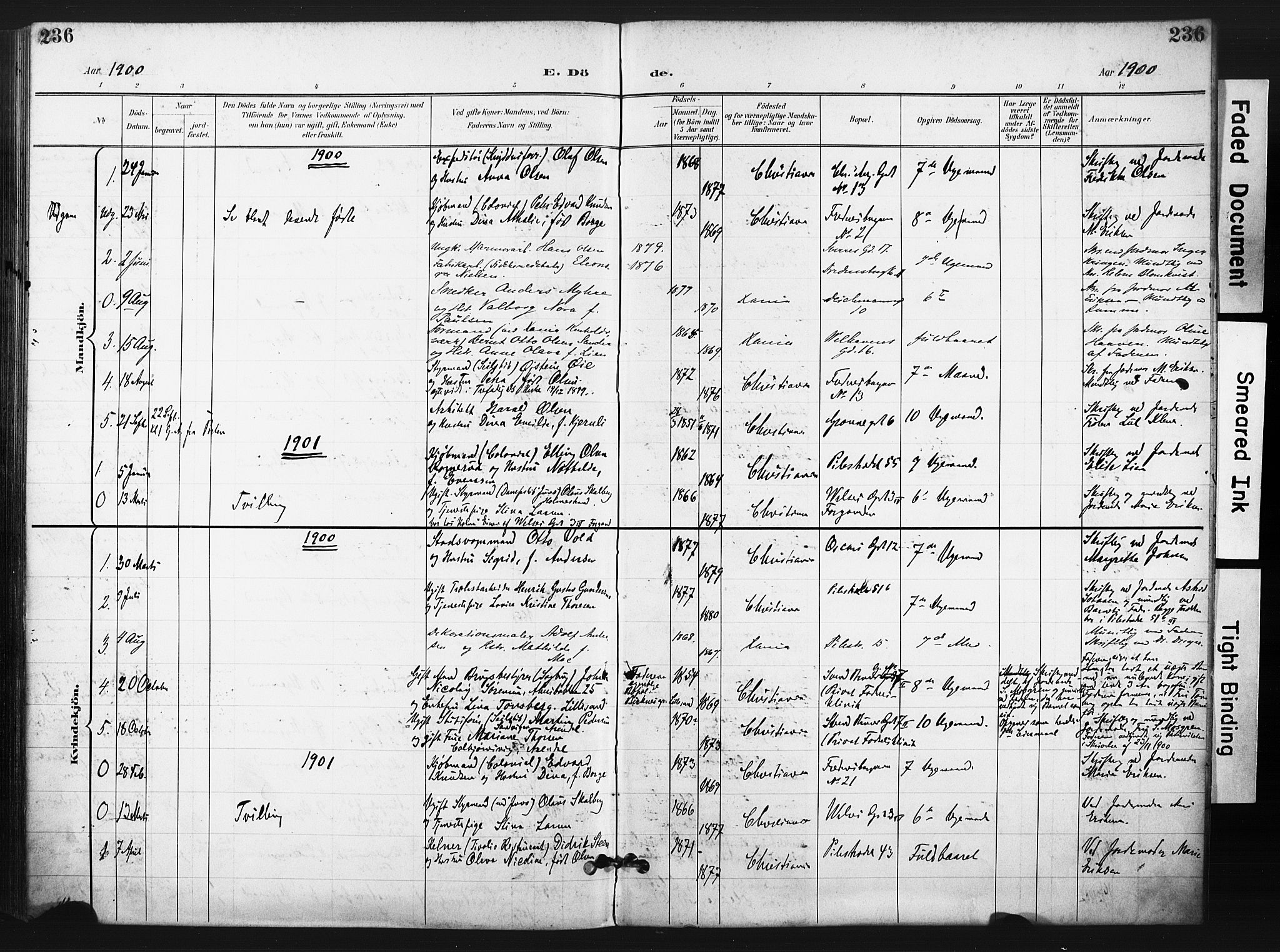 Trefoldighet prestekontor Kirkebøker, AV/SAO-A-10882/F/Fd/L0004: Parish register (official) no. IV 4, 1897-1912, p. 236