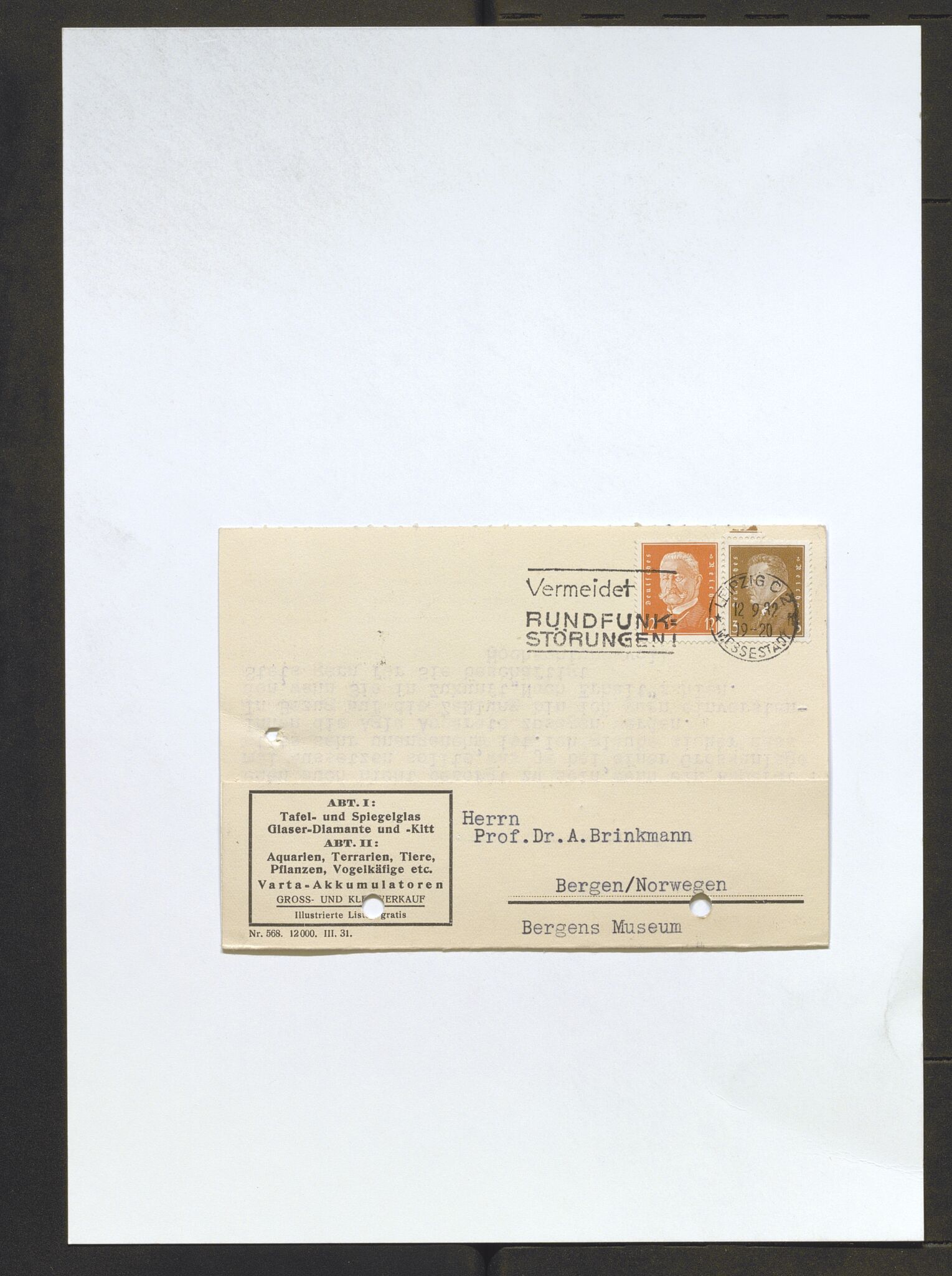 Bergens Museum, AV/SAB-A-17301/13/D/L0002: Korrespondanse , 1928-1940, p. 453