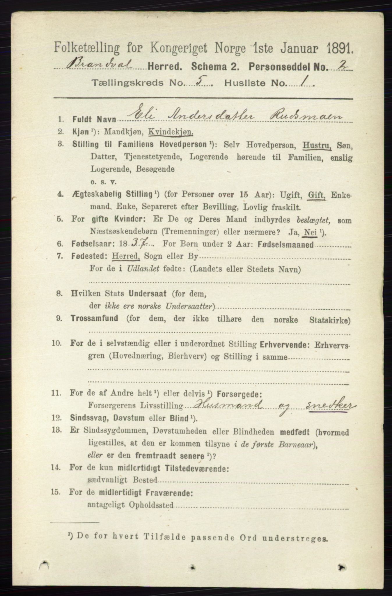 RA, 1891 census for 0422 Brandval, 1891, p. 2202