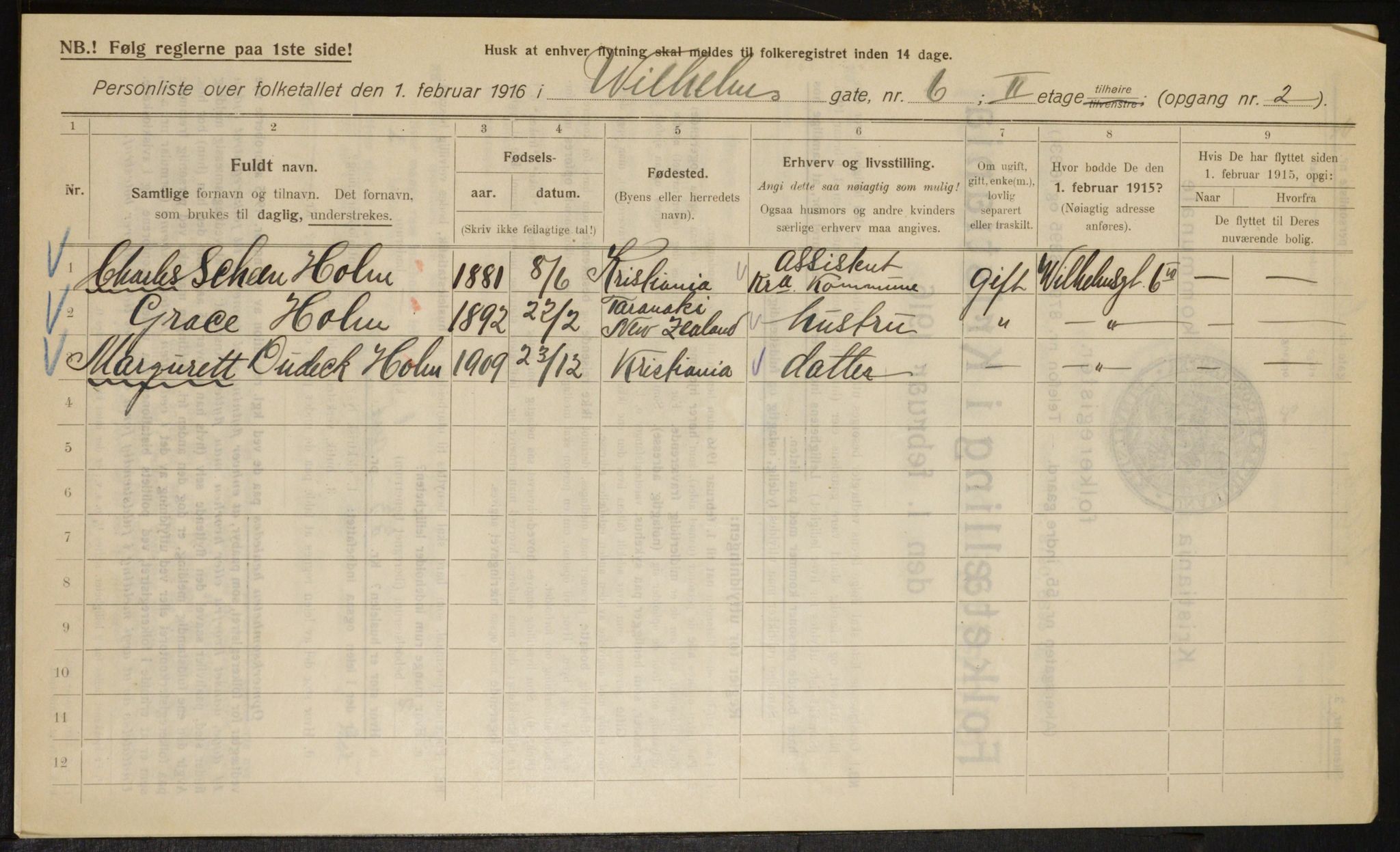 OBA, Municipal Census 1916 for Kristiania, 1916, p. 131921