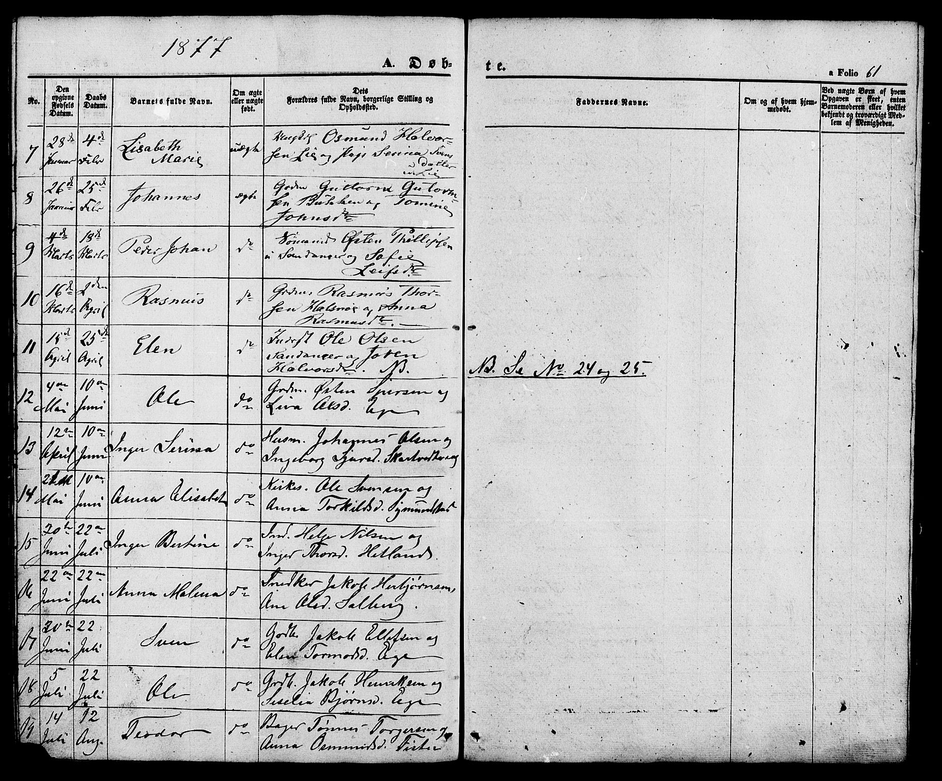 Hjelmeland sokneprestkontor, SAST/A-101843/01/V/L0005: Parish register (copy) no. B 5, 1853-1892, p. 61
