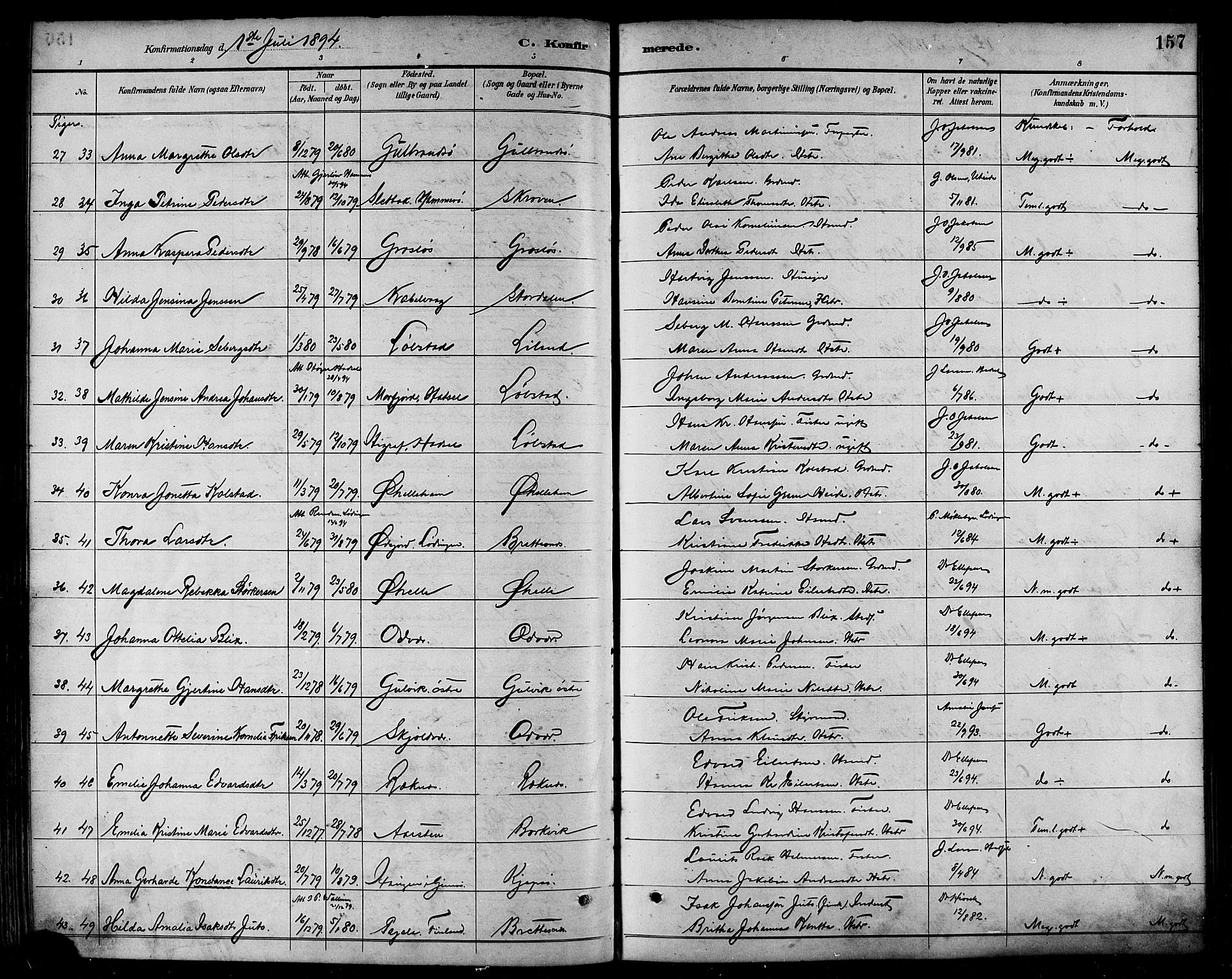 Ministerialprotokoller, klokkerbøker og fødselsregistre - Nordland, SAT/A-1459/874/L1060: Parish register (official) no. 874A04, 1890-1899, p. 157