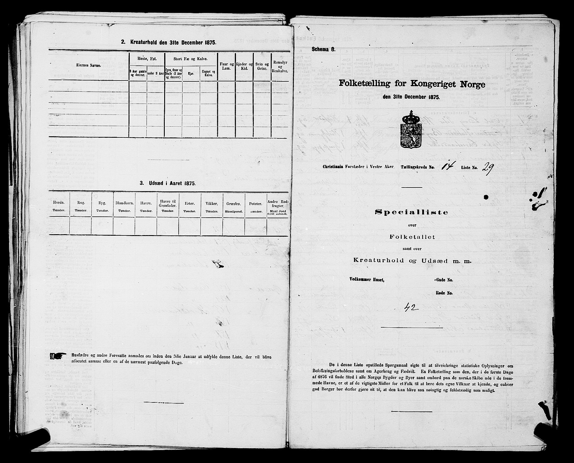 RA, 1875 census for 0218aP Vestre Aker, 1875, p. 2299