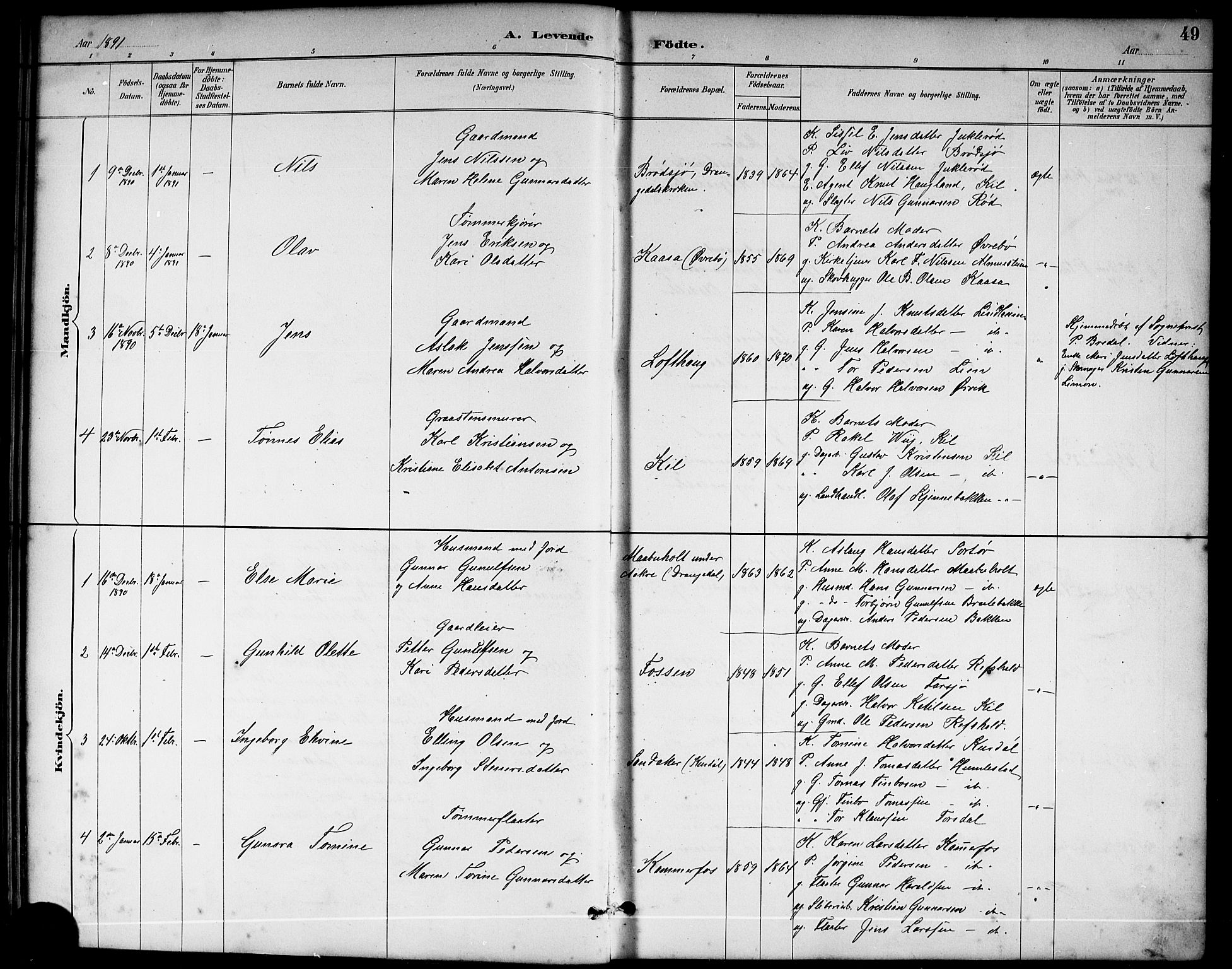 Sannidal kirkebøker, SAKO/A-296/G/Ga/L0003: Parish register (copy) no. 3, 1887-1922, p. 49