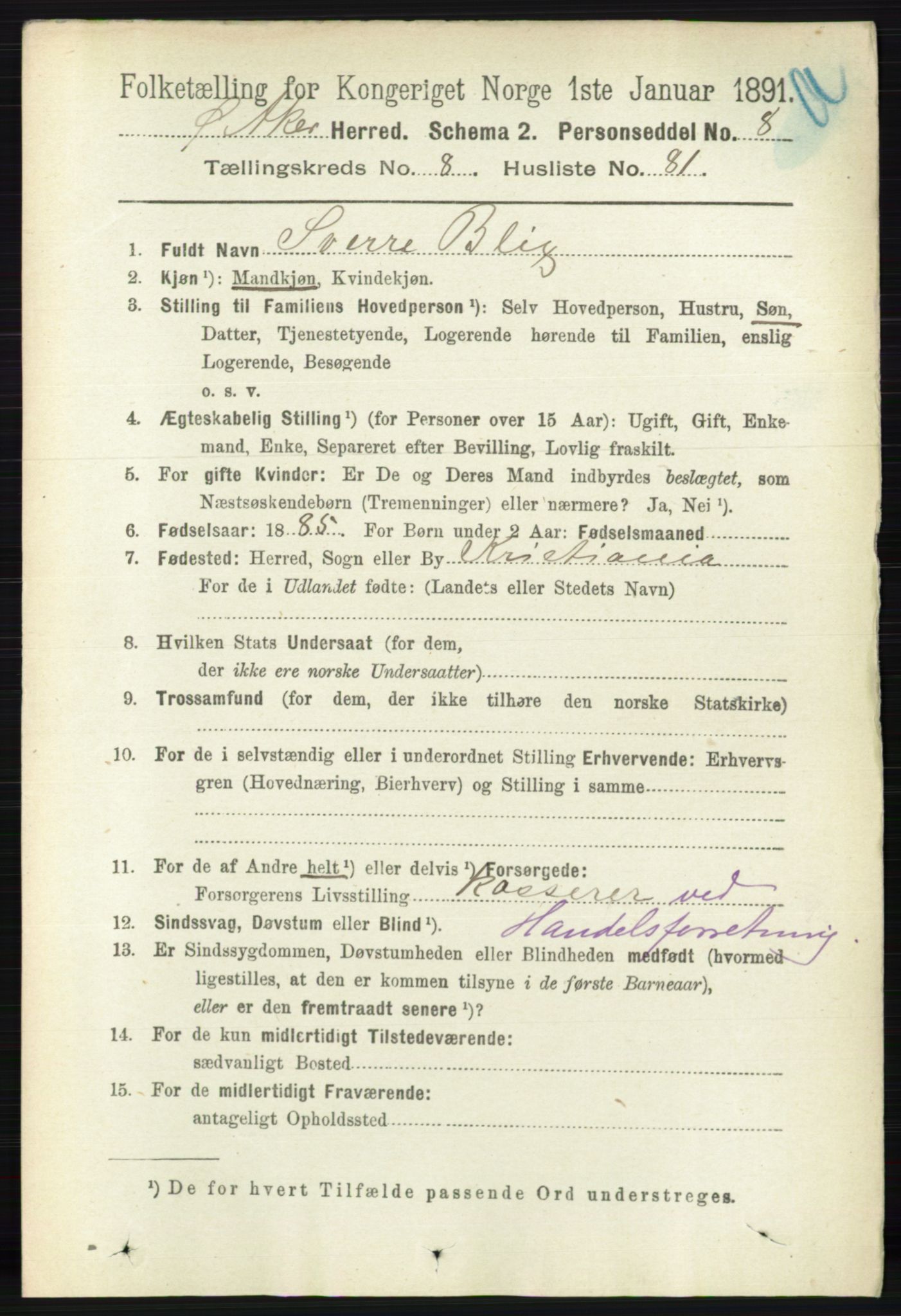 RA, 1891 census for 0218 Aker, 1891, p. 7924