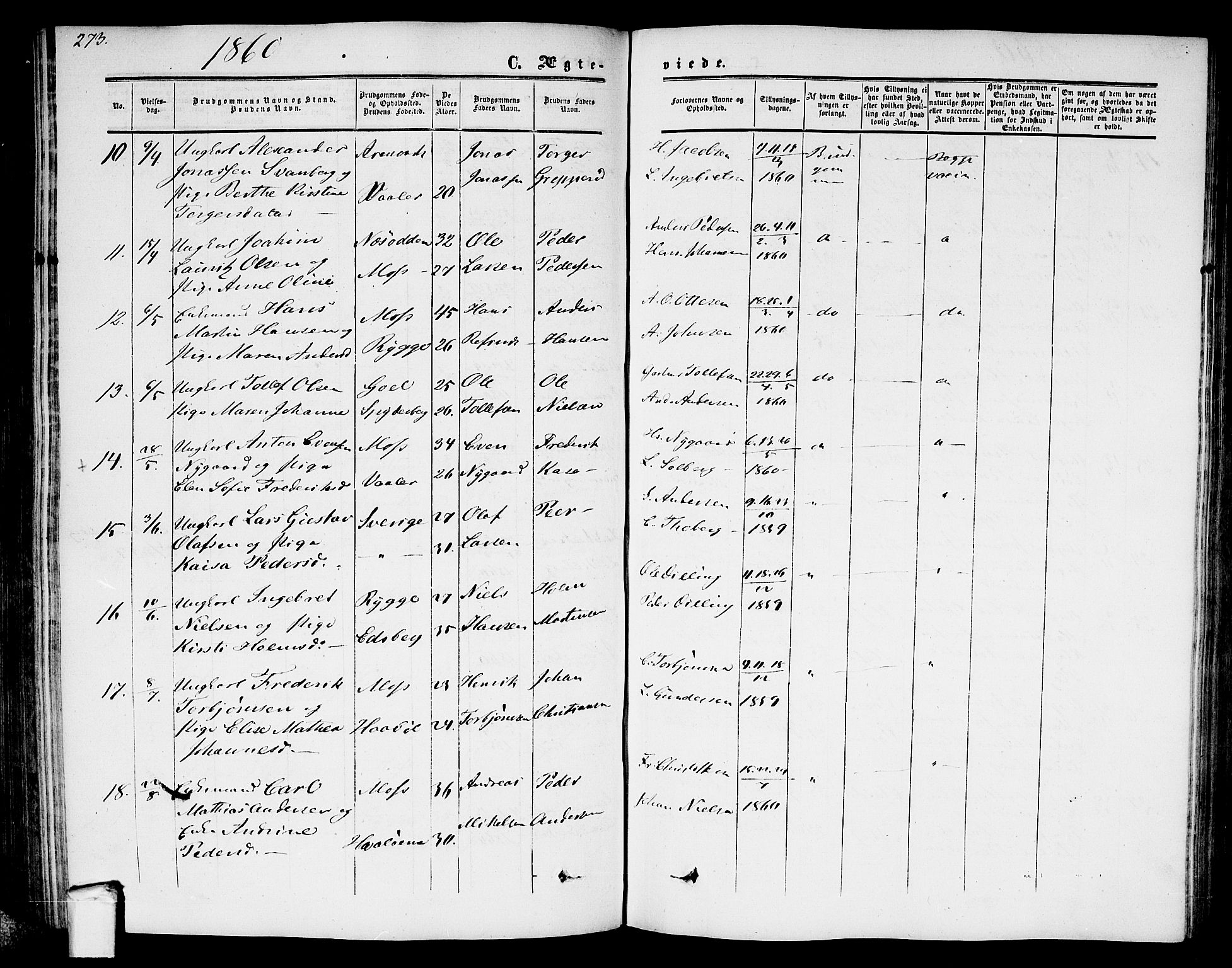 Moss prestekontor Kirkebøker, AV/SAO-A-2003/G/Ga/L0002: Parish register (copy) no. I 2, 1852-1871, p. 273