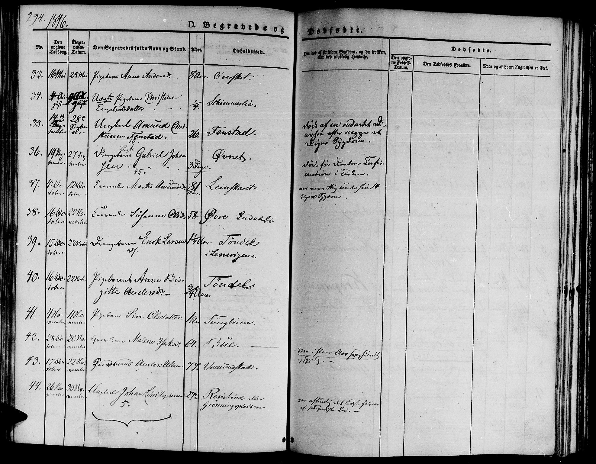Ministerialprotokoller, klokkerbøker og fødselsregistre - Sør-Trøndelag, SAT/A-1456/646/L0610: Parish register (official) no. 646A08, 1837-1847, p. 294