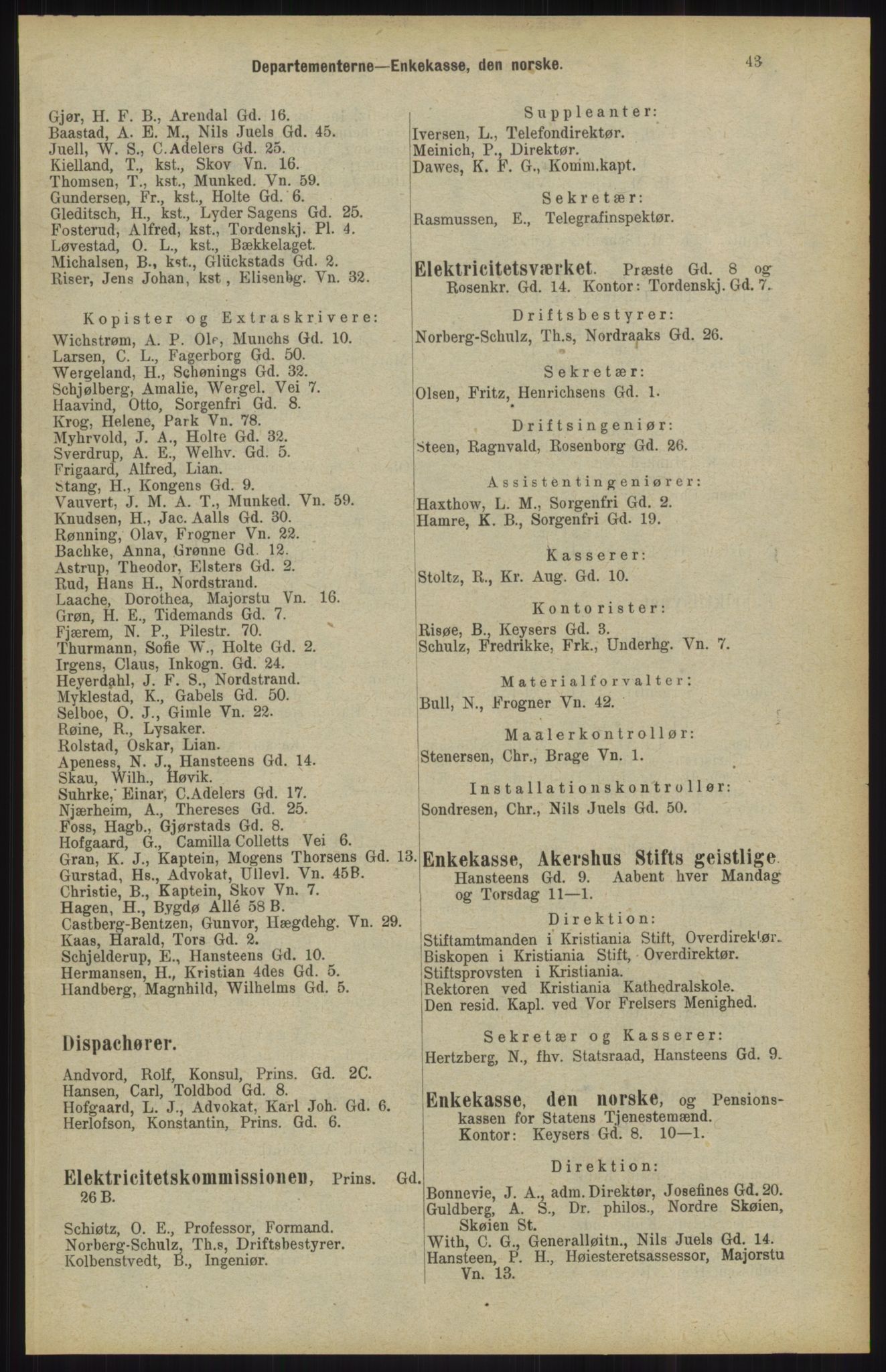 Kristiania/Oslo adressebok, PUBL/-, 1904, p. 43