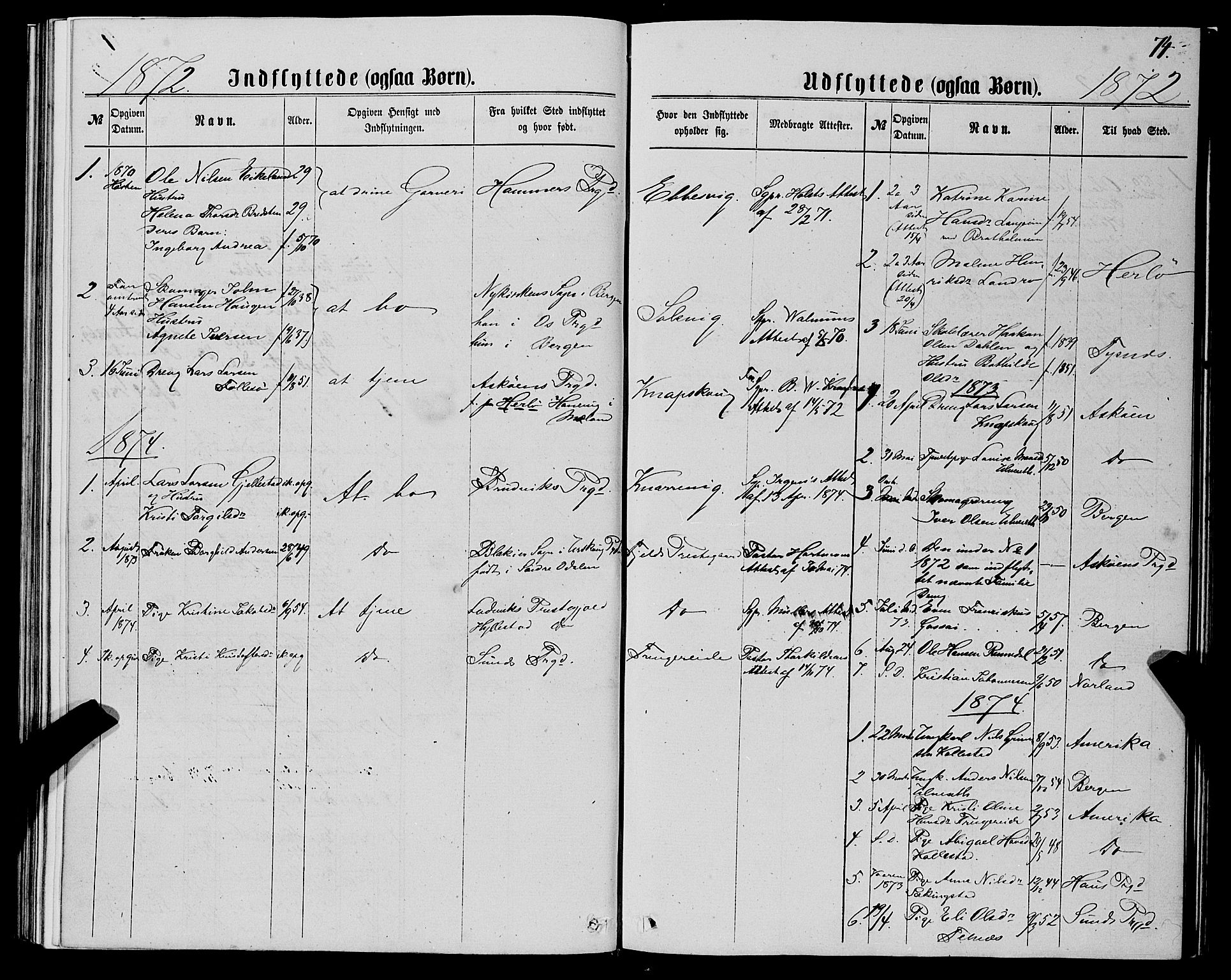 Fjell sokneprestembete, AV/SAB-A-75301/H/Haa: Parish register (official) no. A 5, 1864-1877, p. 74