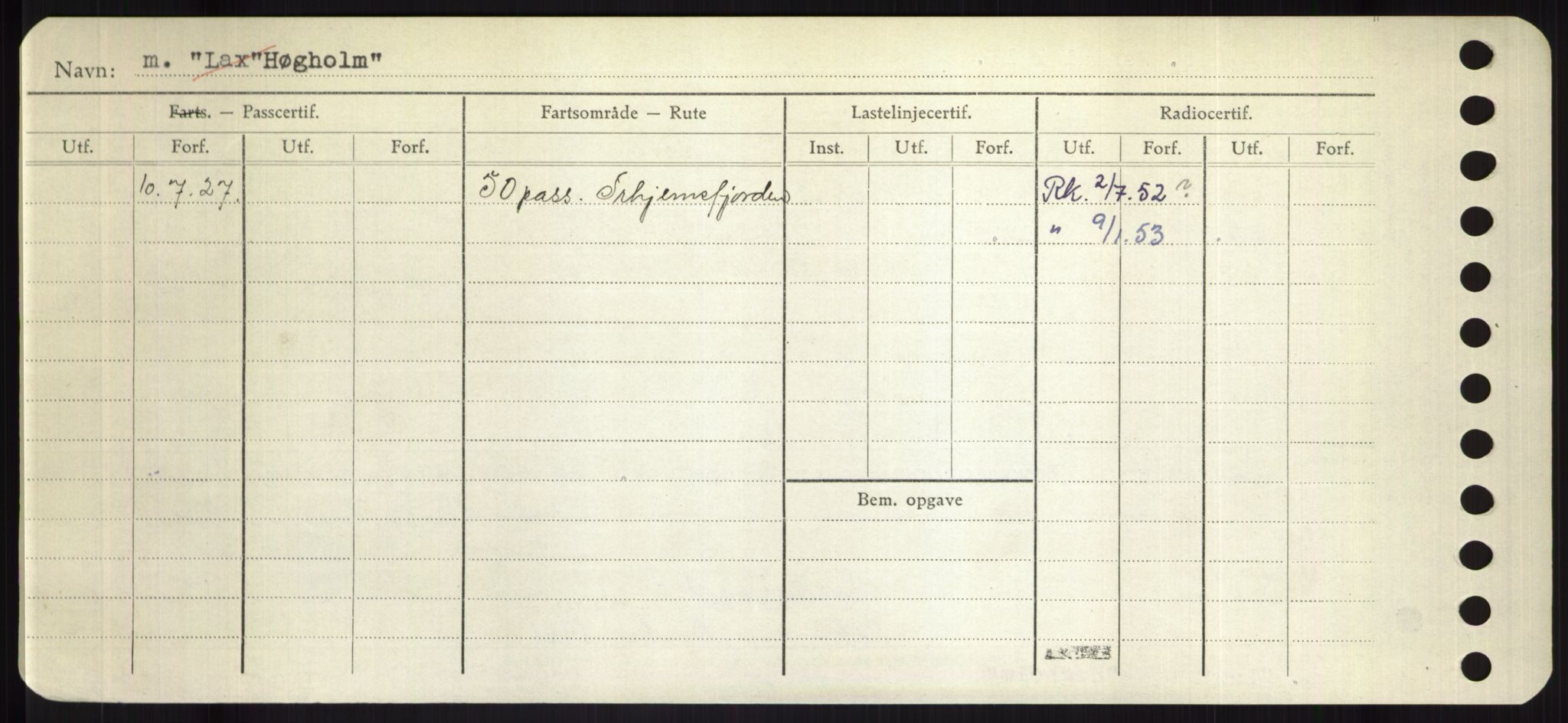 Sjøfartsdirektoratet med forløpere, Skipsmålingen, RA/S-1627/H/Hd/L0017: Fartøy, Holi-Hå, p. 492