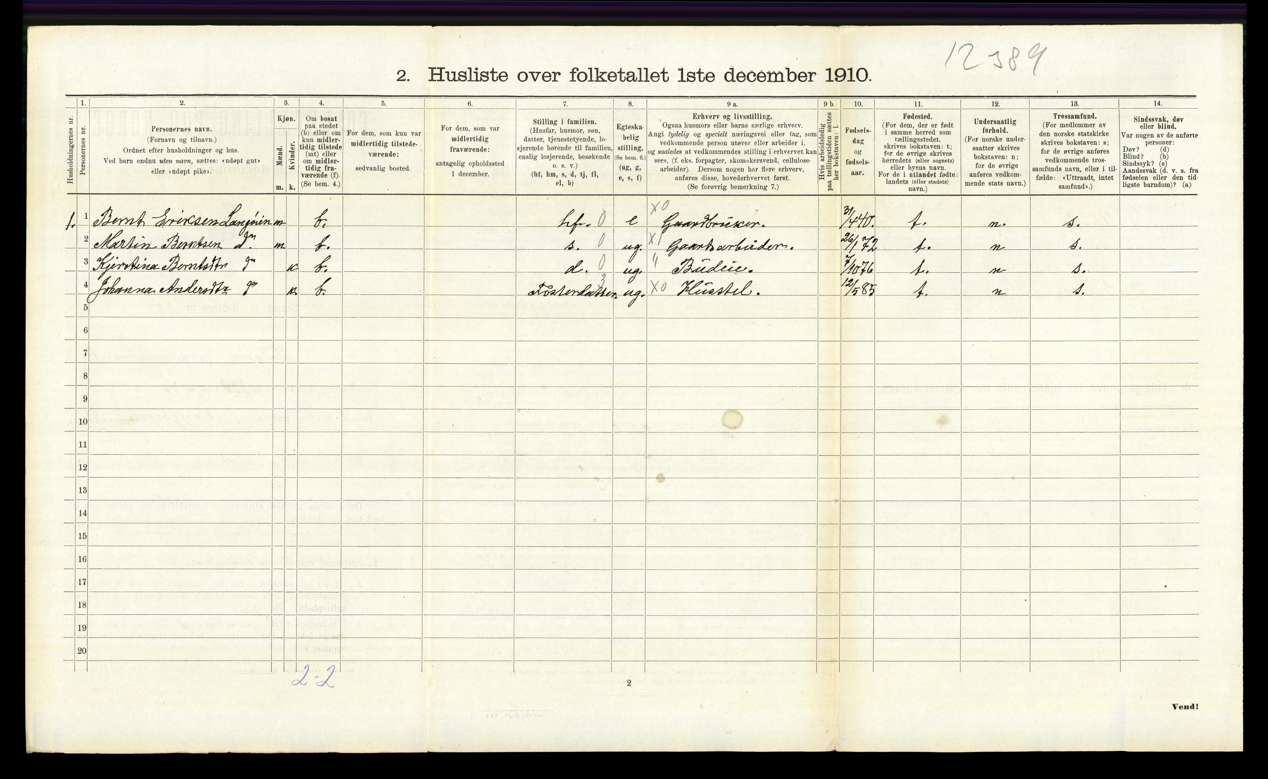 RA, 1910 census for Tolga, 1910, p. 1079