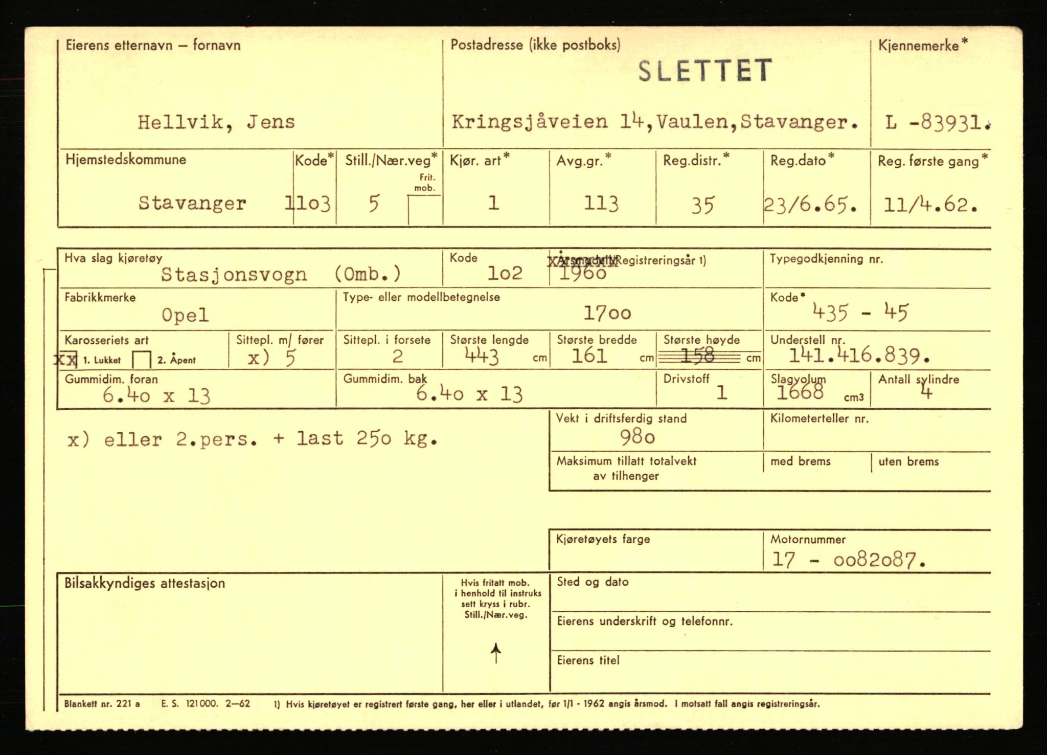 Stavanger trafikkstasjon, AV/SAST-A-101942/0/F/L0072: L-82200 - L-84099, 1930-1971, p. 1981