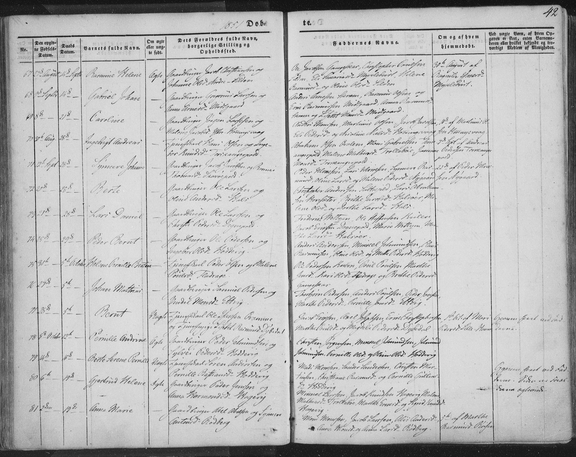 Selje sokneprestembete, AV/SAB-A-99938/H/Ha/Haa/Haaa: Parish register (official) no. A 10, 1844-1858, p. 42