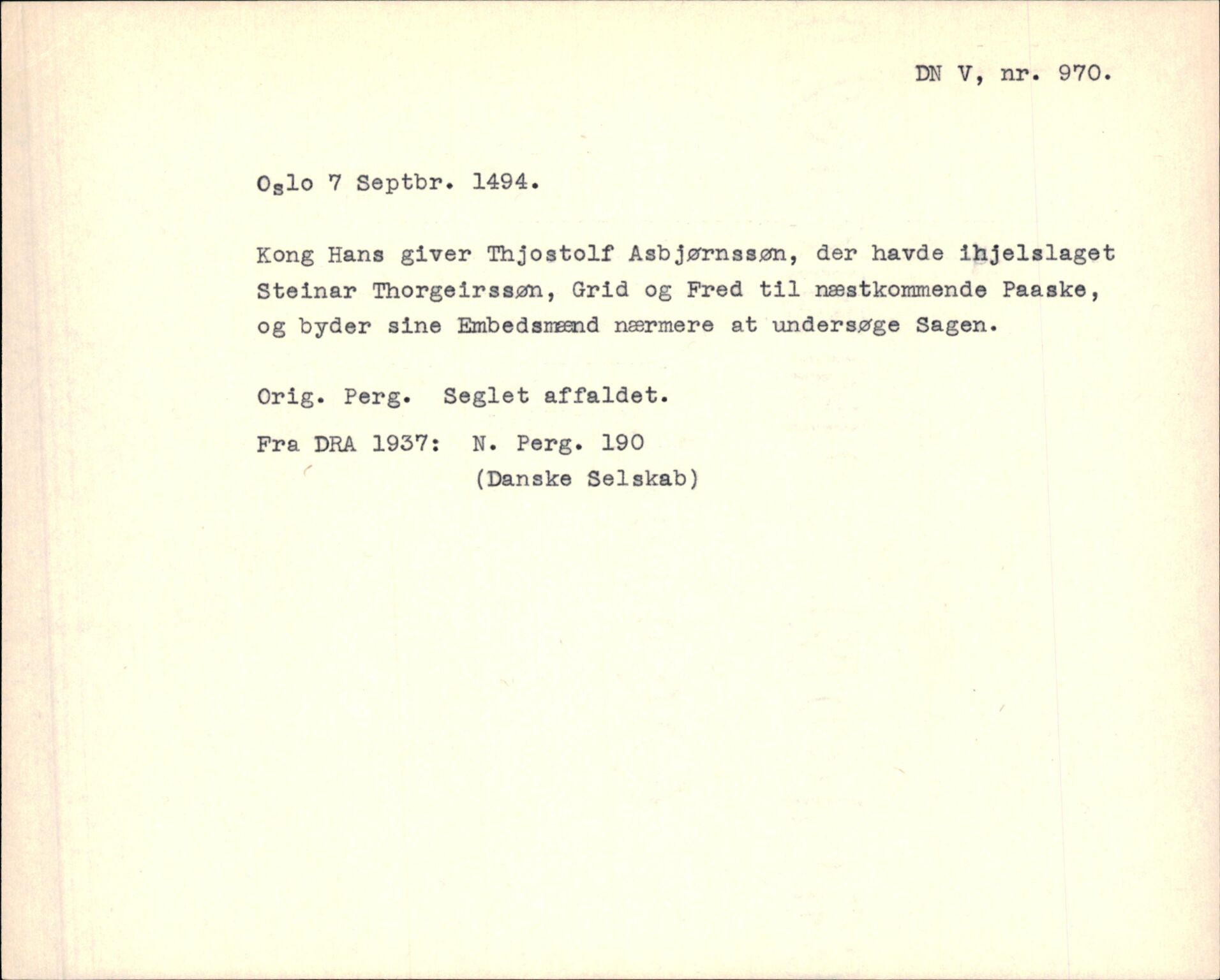 Riksarkivets diplomsamling, AV/RA-EA-5965/F35/F35f/L0003: Regestsedler: Diplomer fra DRA 1937 og 1996, p. 429