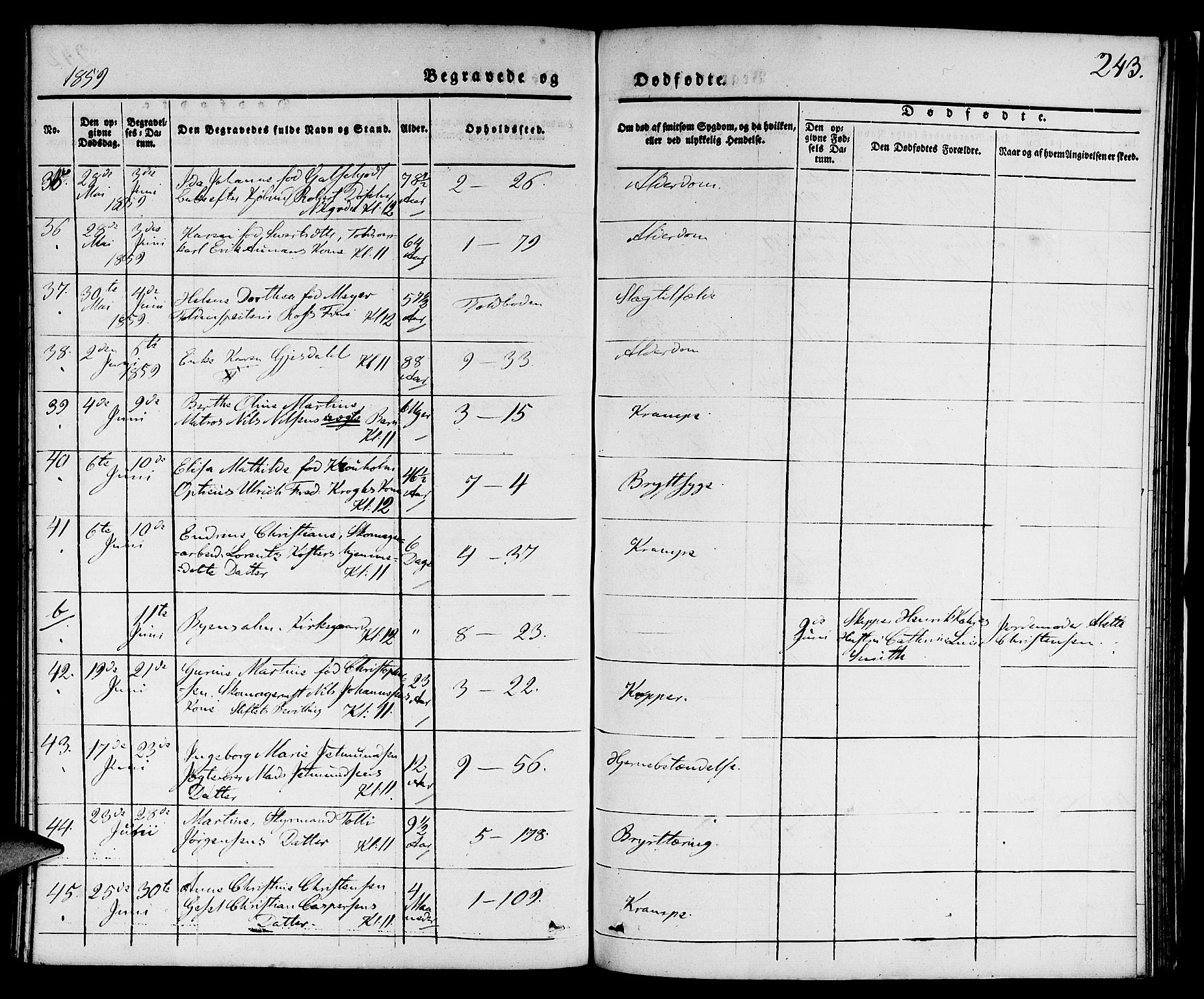 Nykirken Sokneprestembete, SAB/A-77101/H/Hab: Parish register (copy) no. E 1, 1840-1866, p. 243