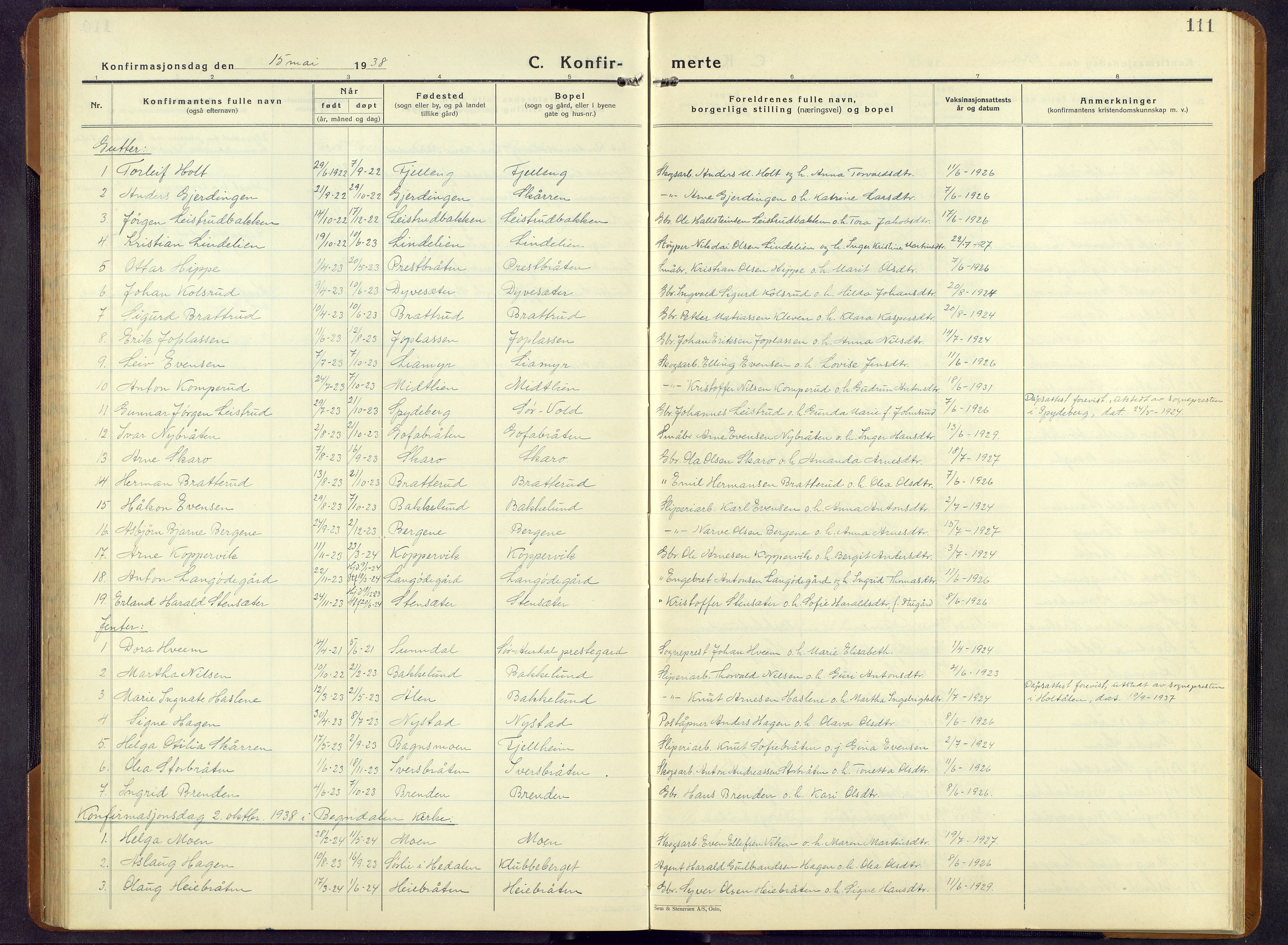 Sør-Aurdal prestekontor, SAH/PREST-128/H/Ha/Hab/L0011: Parish register (copy) no. 11, 1922-1950, p. 111