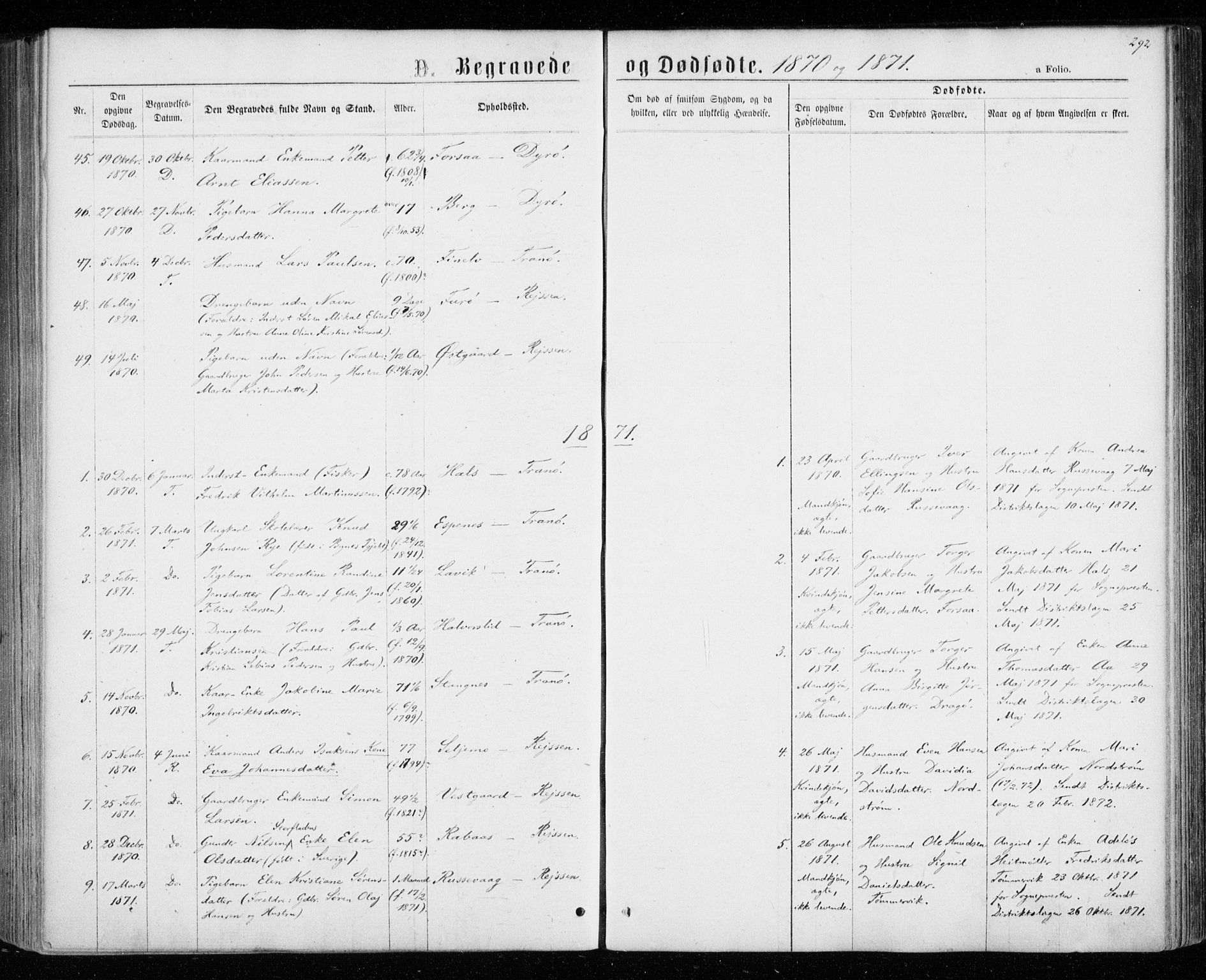 Tranøy sokneprestkontor, SATØ/S-1313/I/Ia/Iaa/L0008kirke: Parish register (official) no. 8, 1867-1877, p. 292