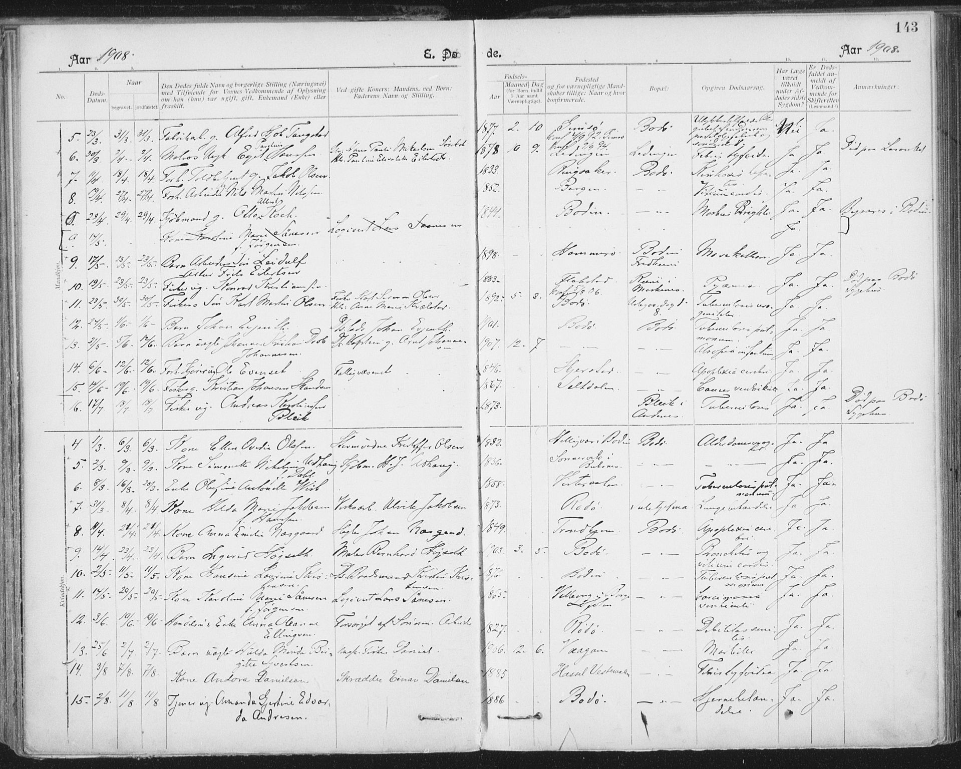 Ministerialprotokoller, klokkerbøker og fødselsregistre - Nordland, SAT/A-1459/801/L0012: Parish register (official) no. 801A12, 1900-1916, p. 143