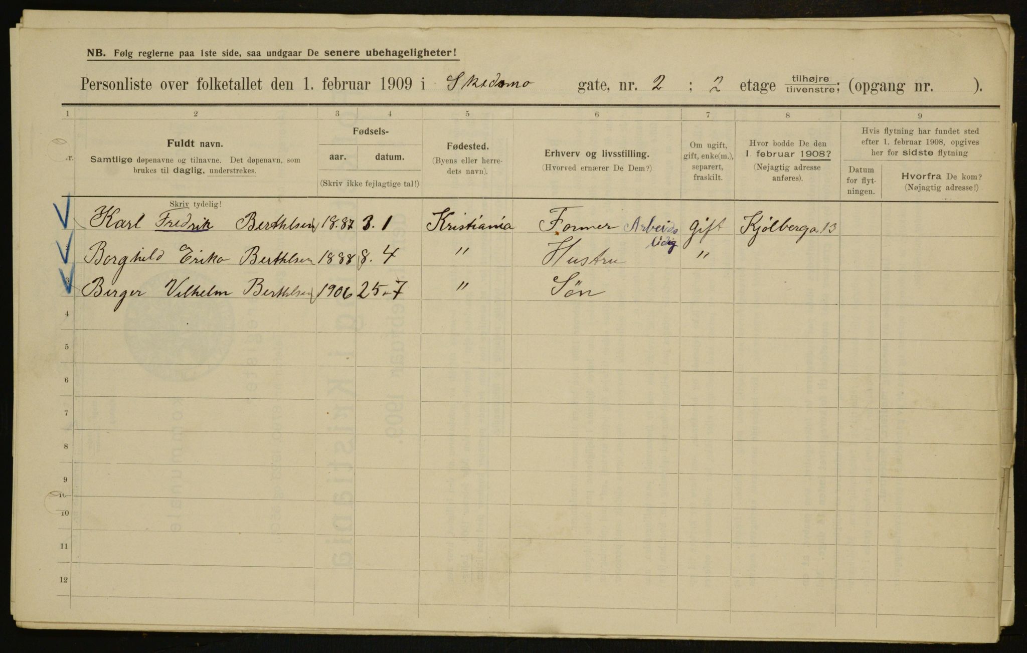 OBA, Municipal Census 1909 for Kristiania, 1909, p. 86339