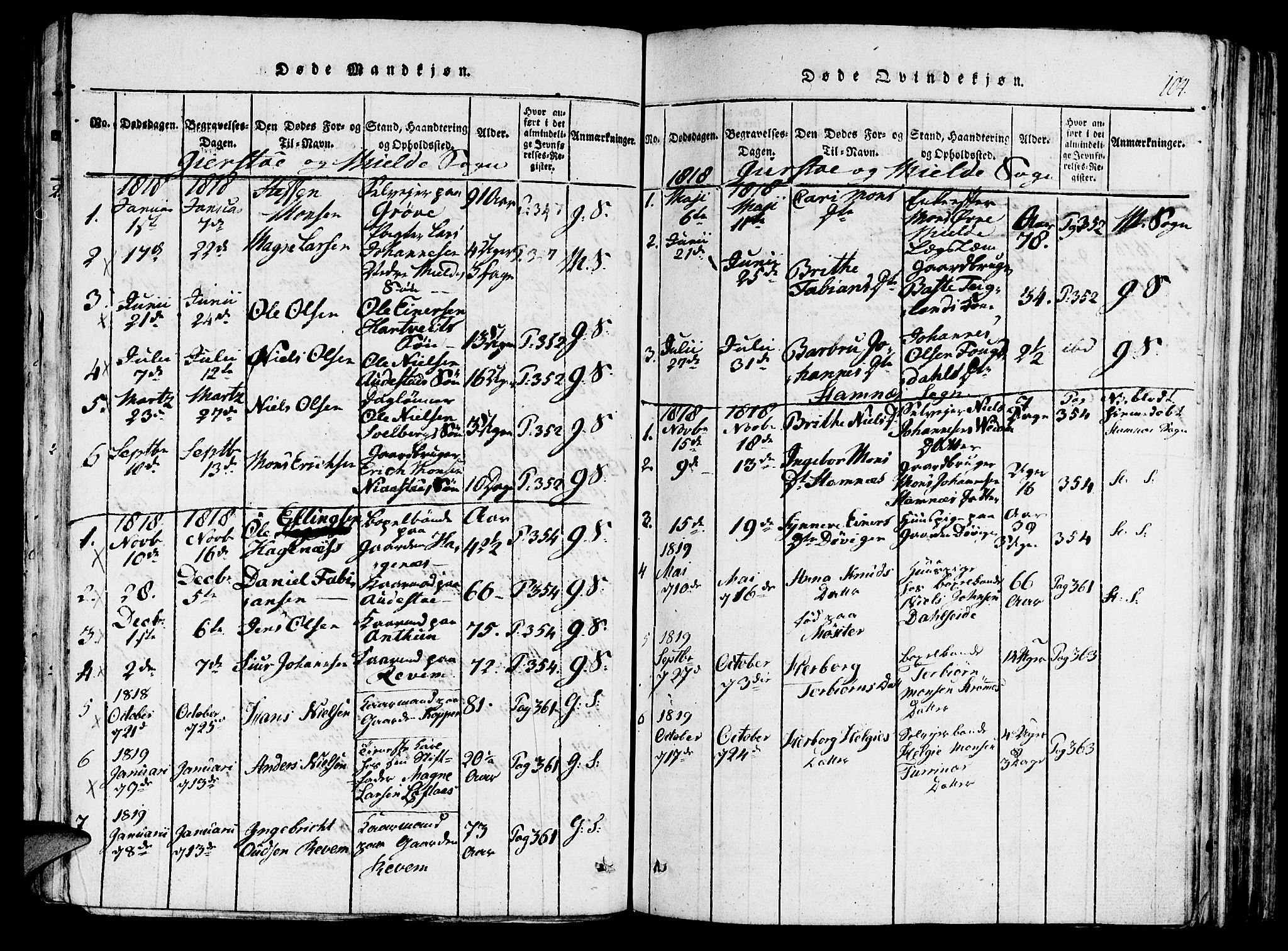 Haus sokneprestembete, AV/SAB-A-75601/H/Haa: Parish register (official) no. A 12, 1816-1821, p. 104