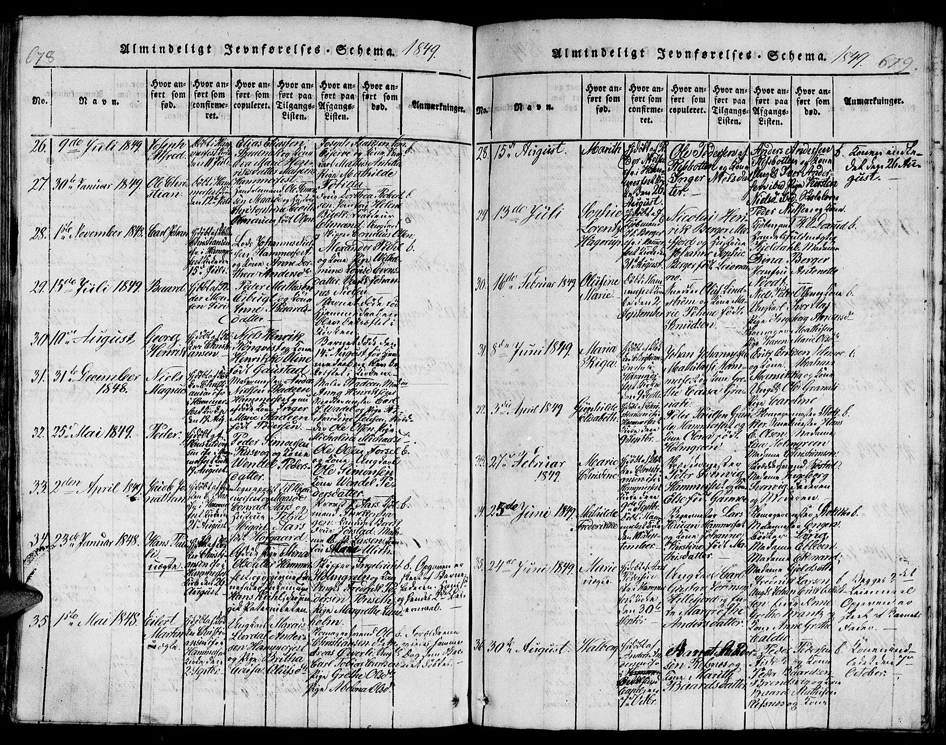 Hammerfest sokneprestkontor, AV/SATØ-S-1347/H/Hb/L0001.klokk: Parish register (copy) no. 1, 1822-1850, p. 678-679